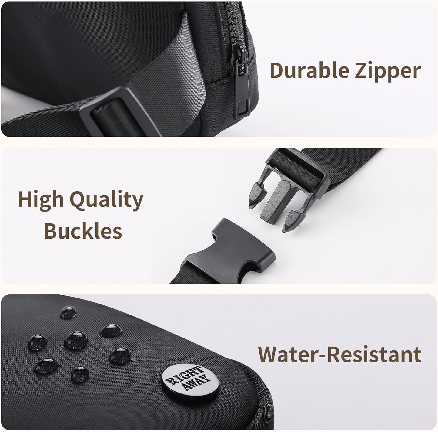 Fanny Packs for Women,Waterproof Belt Bag Bum Bags for Crossbody,Fashion Waist Packs with Adjustable Strap for Traveling, Hiking, Running(Black)
