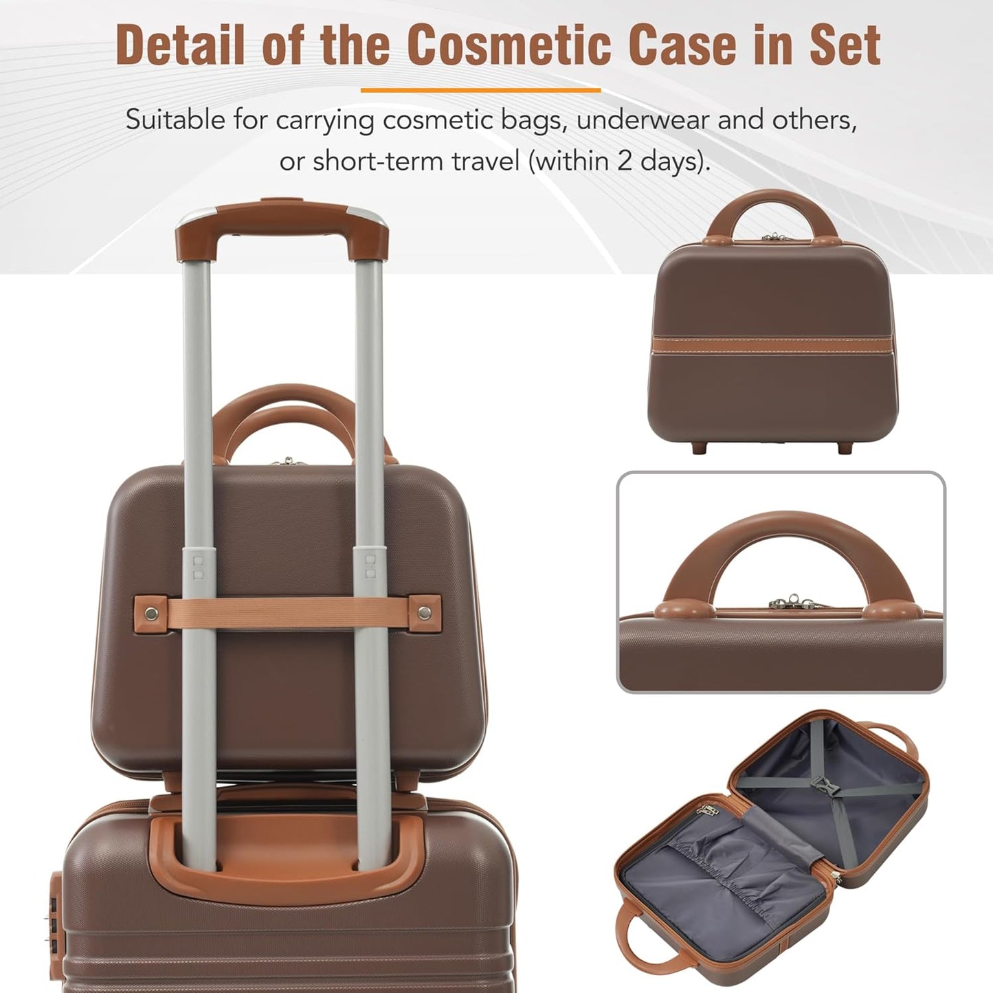 Merax Luggage Set 3 Piece Suitcase Set with Cosmetic Case Expandable Spinner Wheels Vintage Luggage Sets(Brown,20"+24"+28")