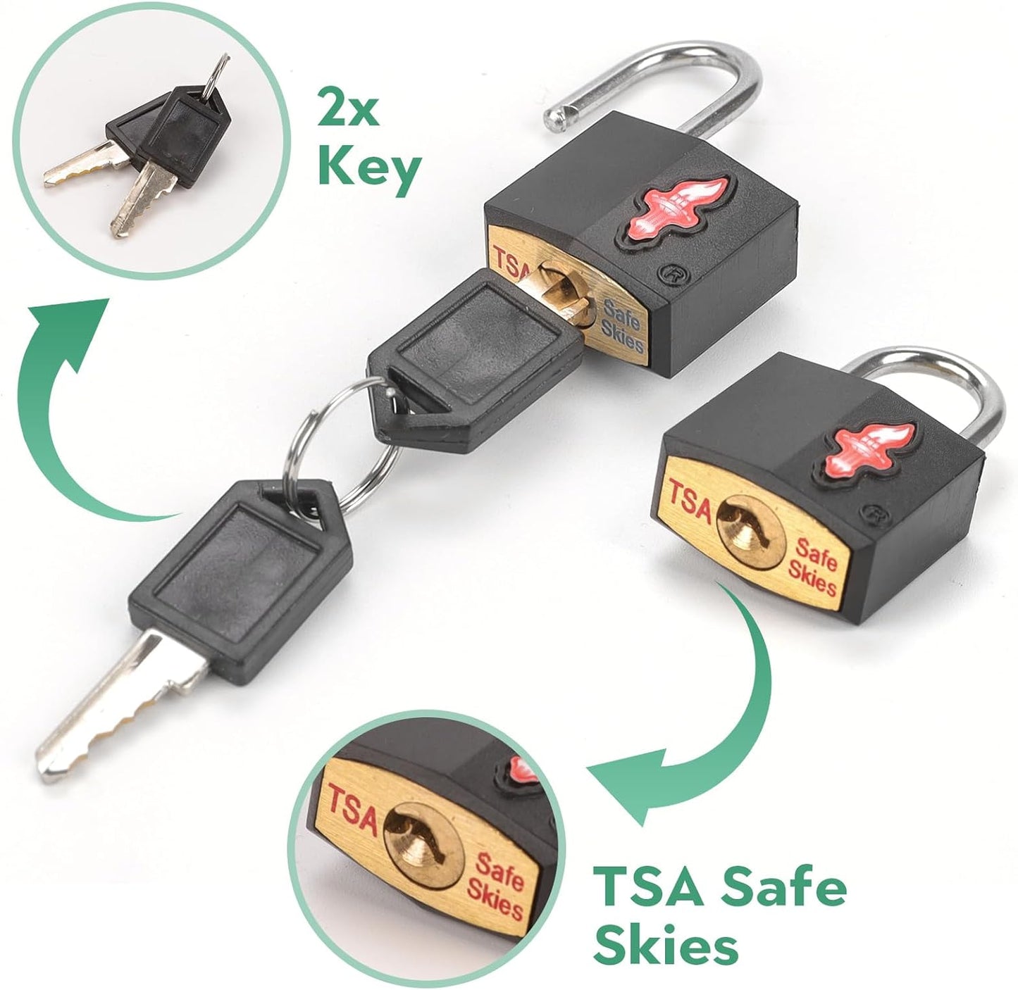 TSA Approved Luggage Lock and 6 Luggage Tags, TSA Gun Lock Also Can Suit for Suitcase, Luggage, Backpack, Laptop Bag, Locke 6 Pack Black