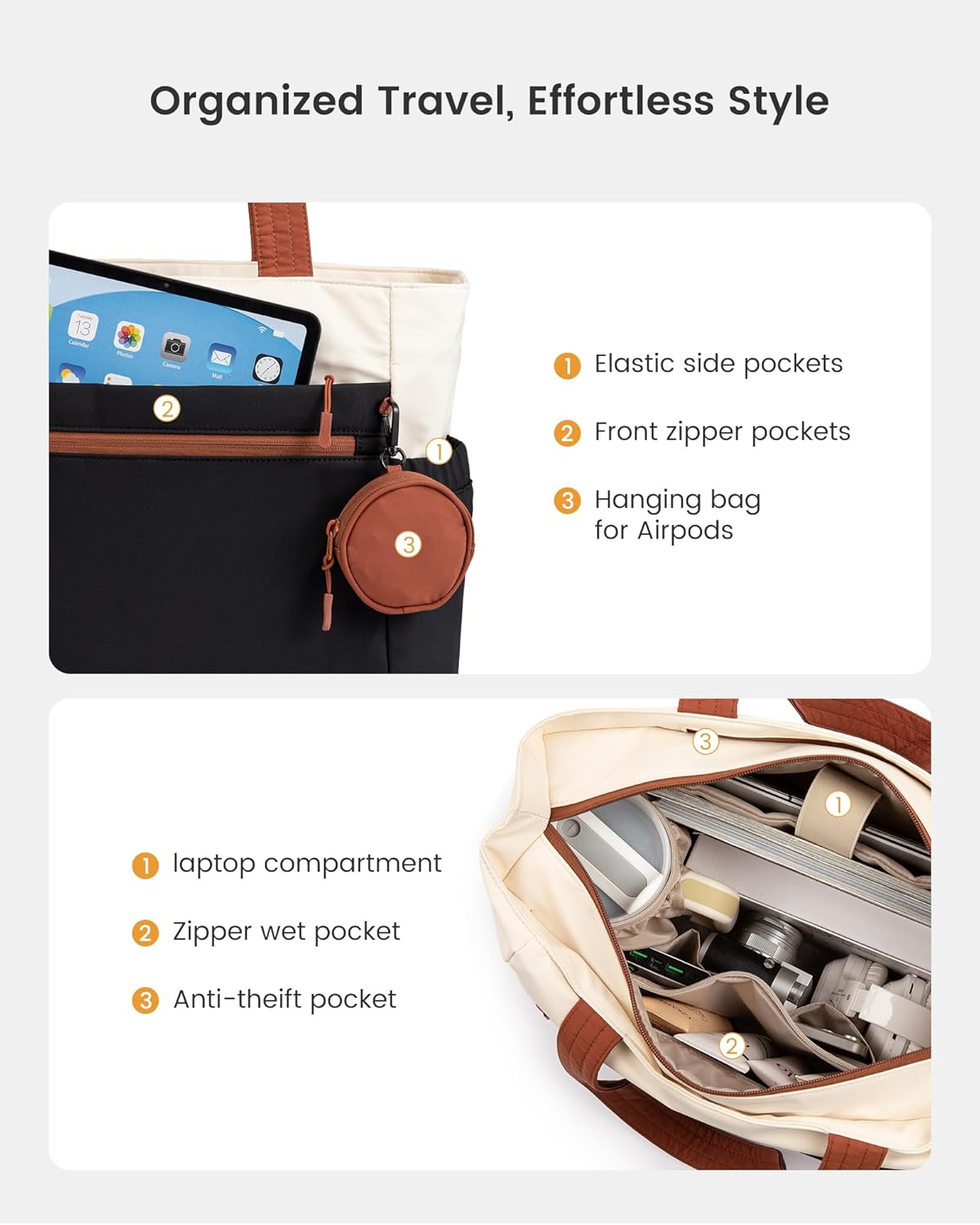 LOVEVOOK Expandable Tote Bag for Women,Laptop Work Bag with Cup Holder Pocket & Zipper for Travel,School,Teacher,Nurse,Gym