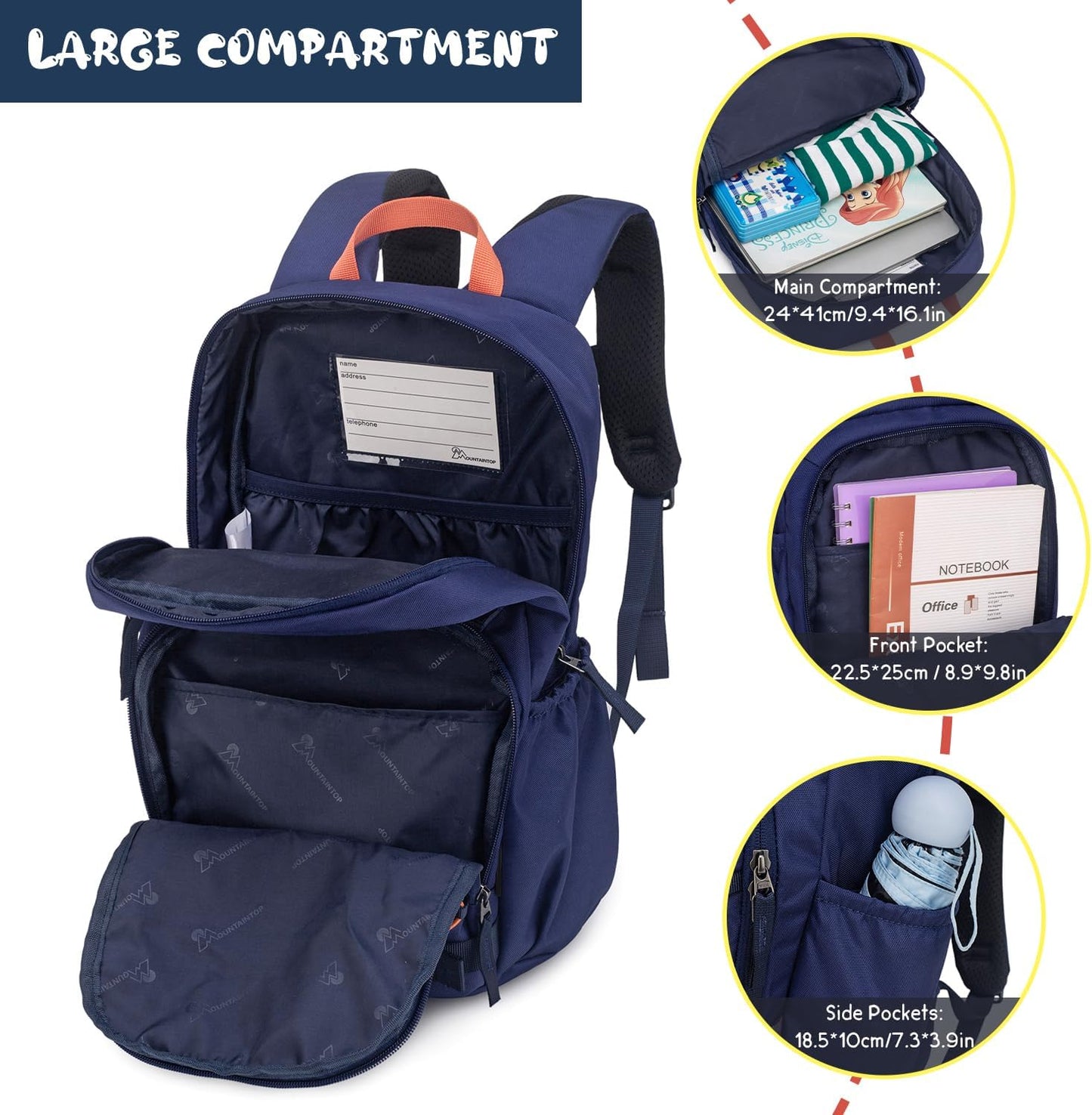 MOUNTAINTOP Kids Backpack for Boys Girls Elementary Kindergarten School Bag Lightweight Children Daypack