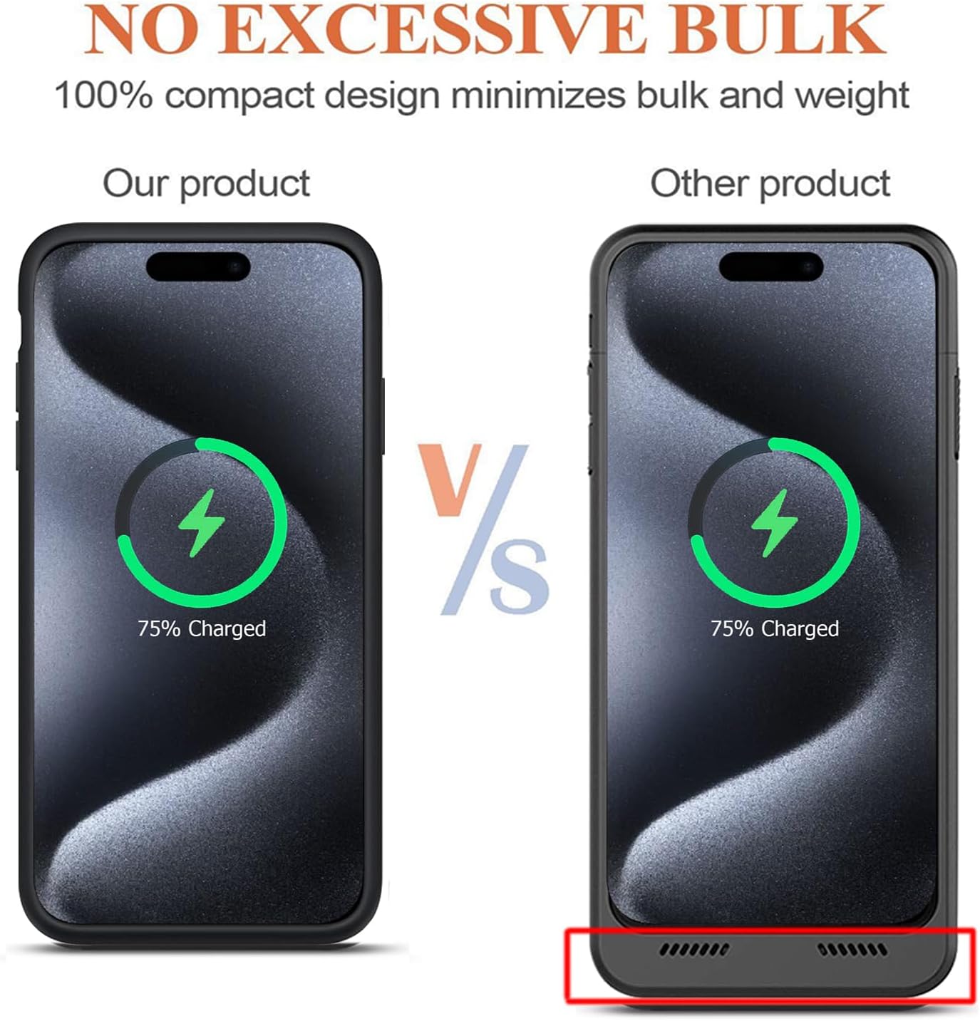 Battery Case for iPhone 15 Pro, 10000mAh Portable Protective Charging Case with Wireless Charging Compatible with iPhone 15 Pro (6.1 inch) Extended Battery Pack Charger Case with Carplay (Black)