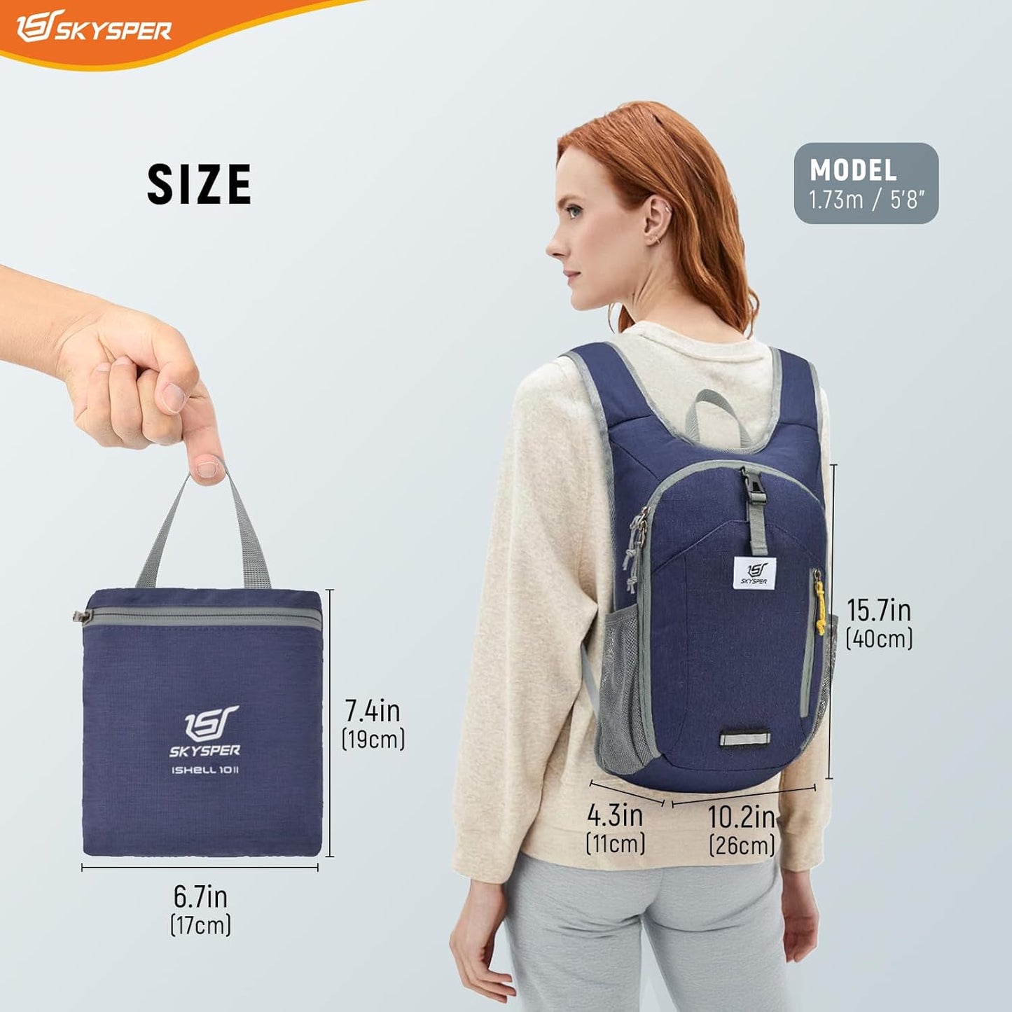 SKYSPER Small Hiking Backpack 10L Foldable Daypack Packable Lightweight Hiking Daypack Travel Day Pack for Women Men