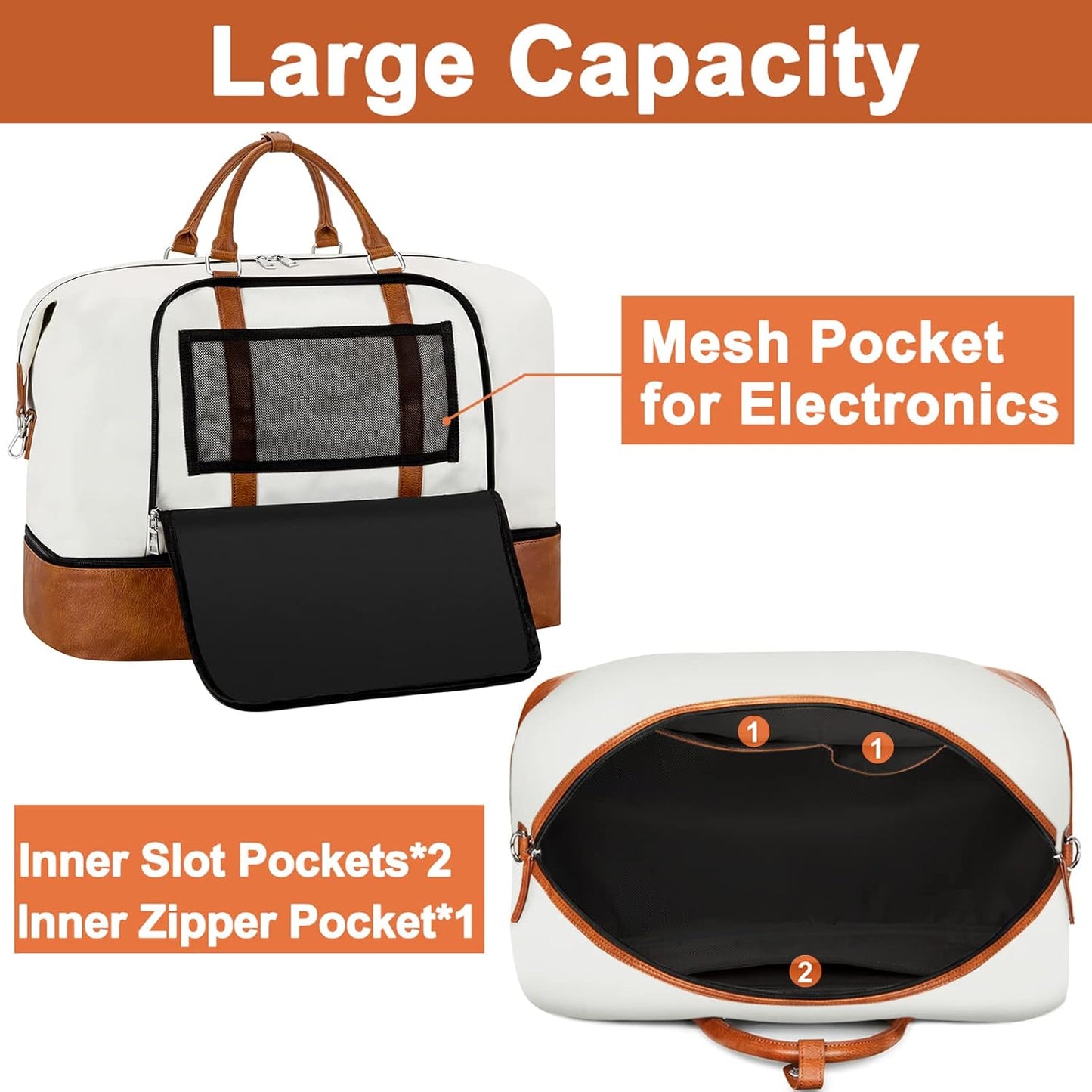 Travel Weekender Bag for Women, Overnight Bag with Shoe Compartment Oversized Travel Duffel Bag Carry On Tote 21"