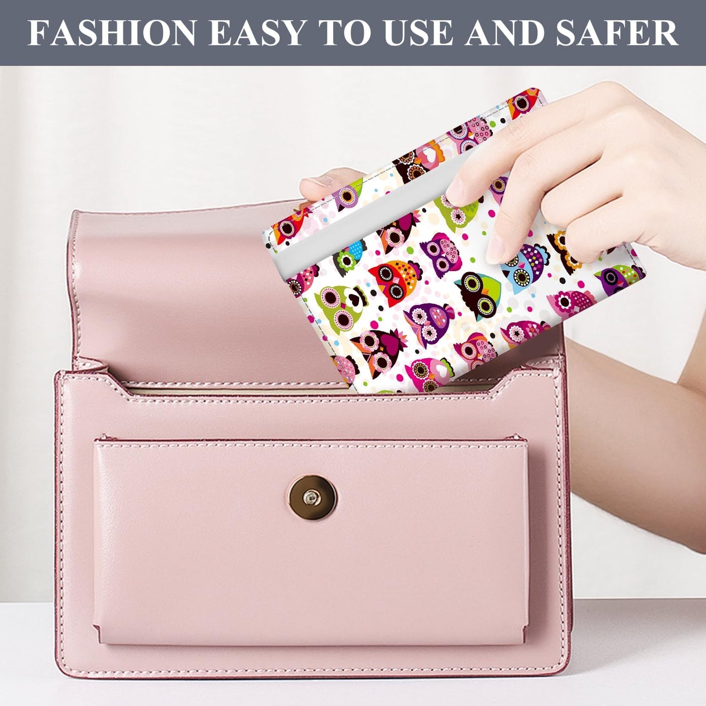 Passport Holder for Travel Essentials, RFID Premium Leather Passport Wallet Cover Case for Travel Must Haves Accessories, Passport Book Holders for Women Men Cute Colorful Owls