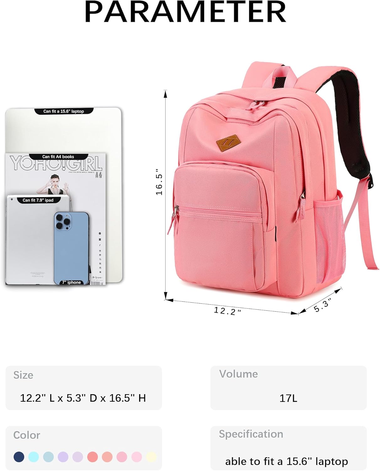 abshoo Classical Basic Travel Backpack For School Water Resistant Bookbag