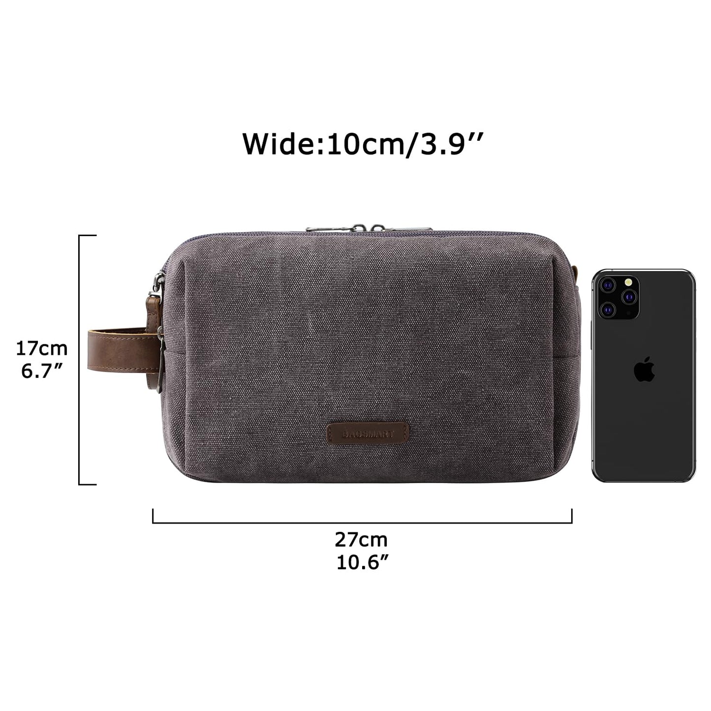 BAGSMART Toiletry Bag for Men, Canvas Travel Toiletry Organizer Dopp Kit Water-resistant Shaving