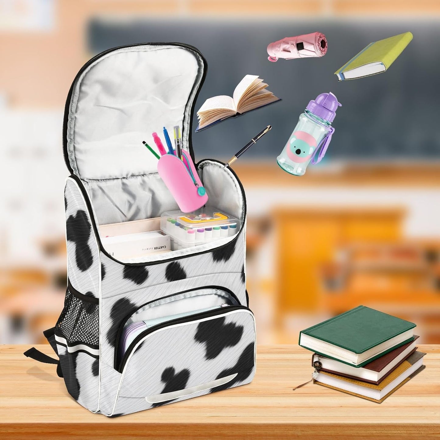 Cow Print Cute Backpack For Girls Kids Backpack Boys Teen School Bag Bookbag Travel Daypacks