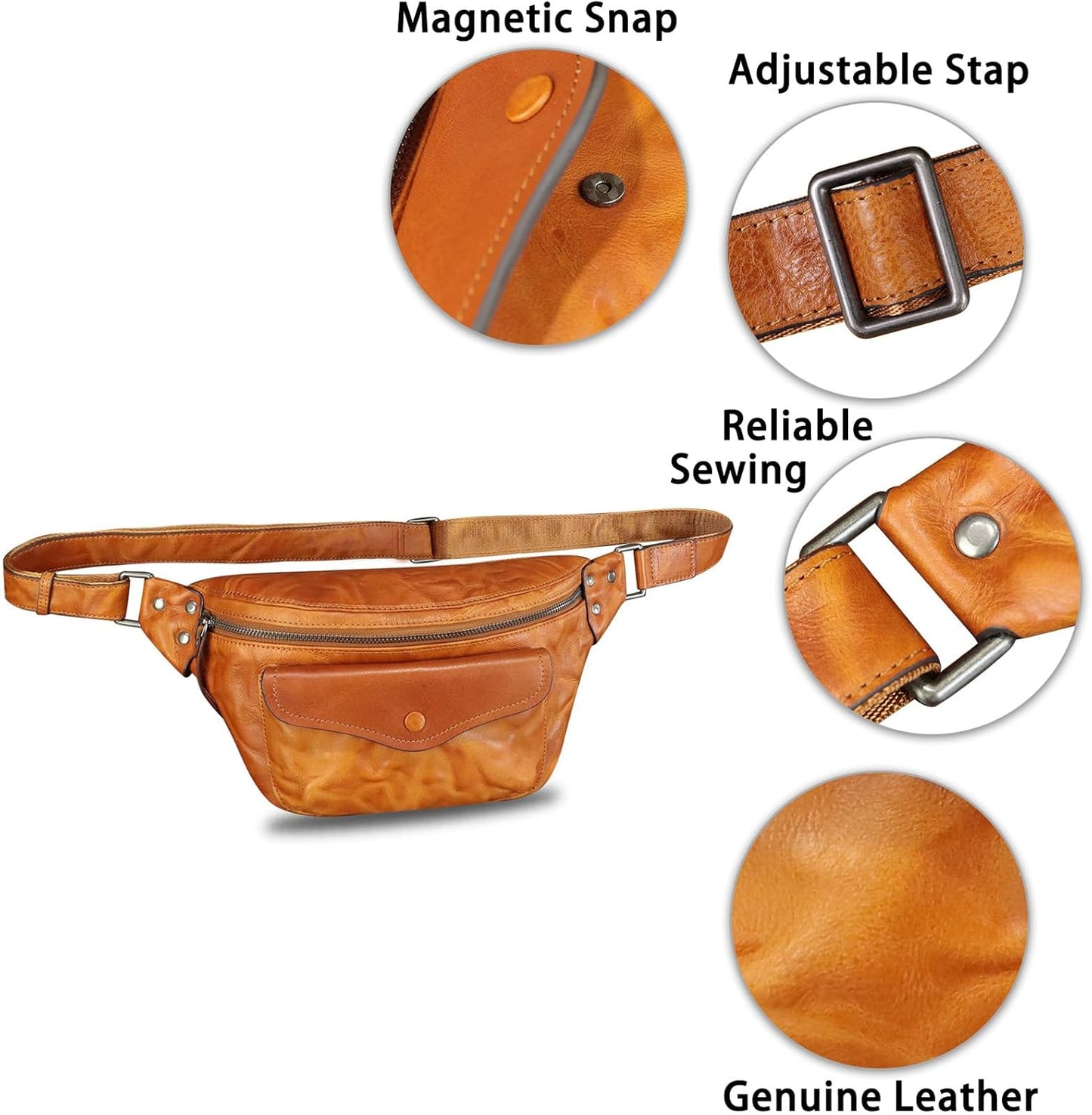 Genuine Leather Fanny Pack for Women and Men Vintage Handmade Leather Waist Bag Sling Bag Crossbody Bag Hip Bag Chest Purse (Brown)