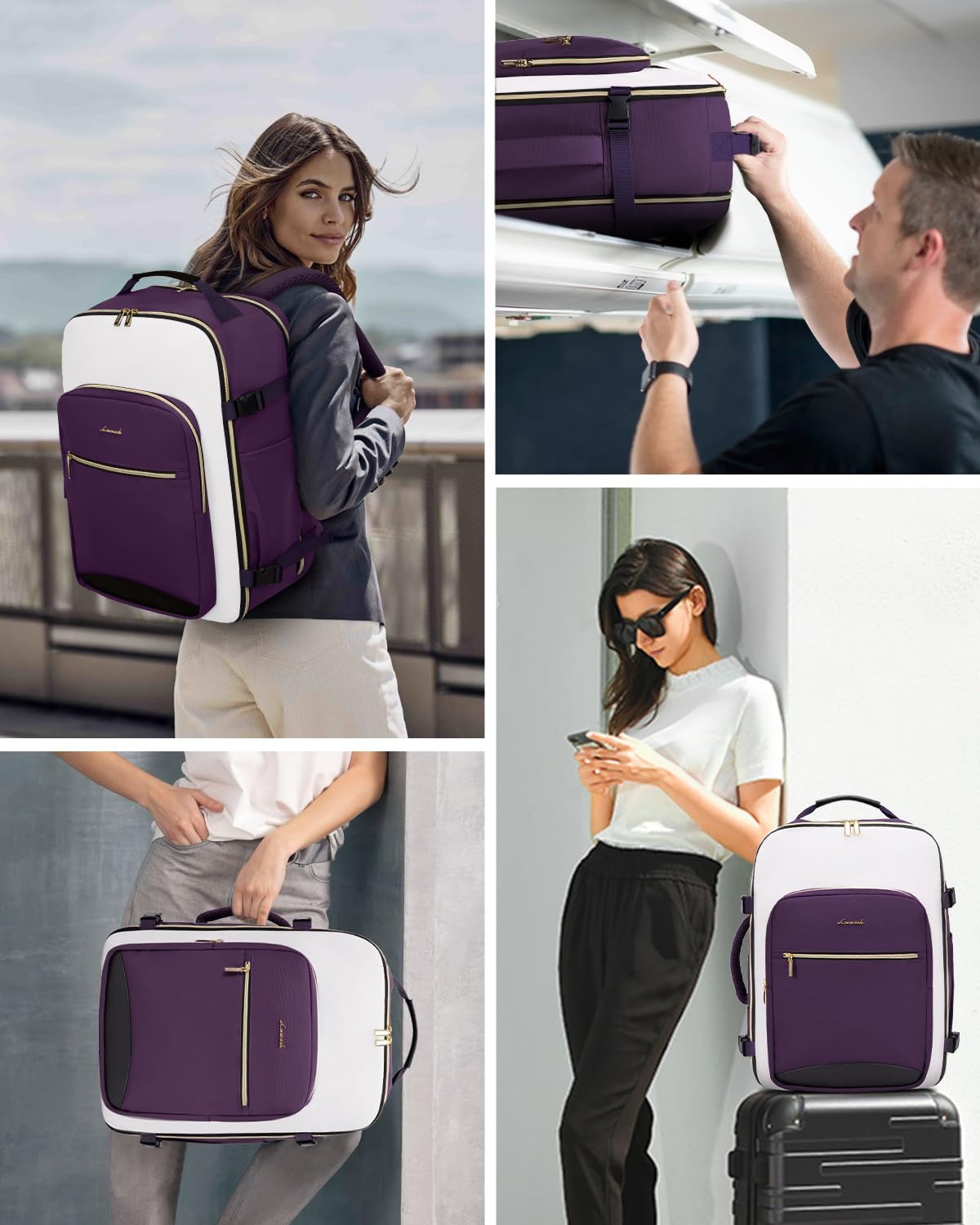LOVEVOOK 40L Travel Backpack for Women & Men, Airline Approved Carry On Luggage with 3 Packing Cubes, TSA Overnight Bags, Waterproof Personal Item Bag, Weekender Essentials Backpacks fits 17" Laptop