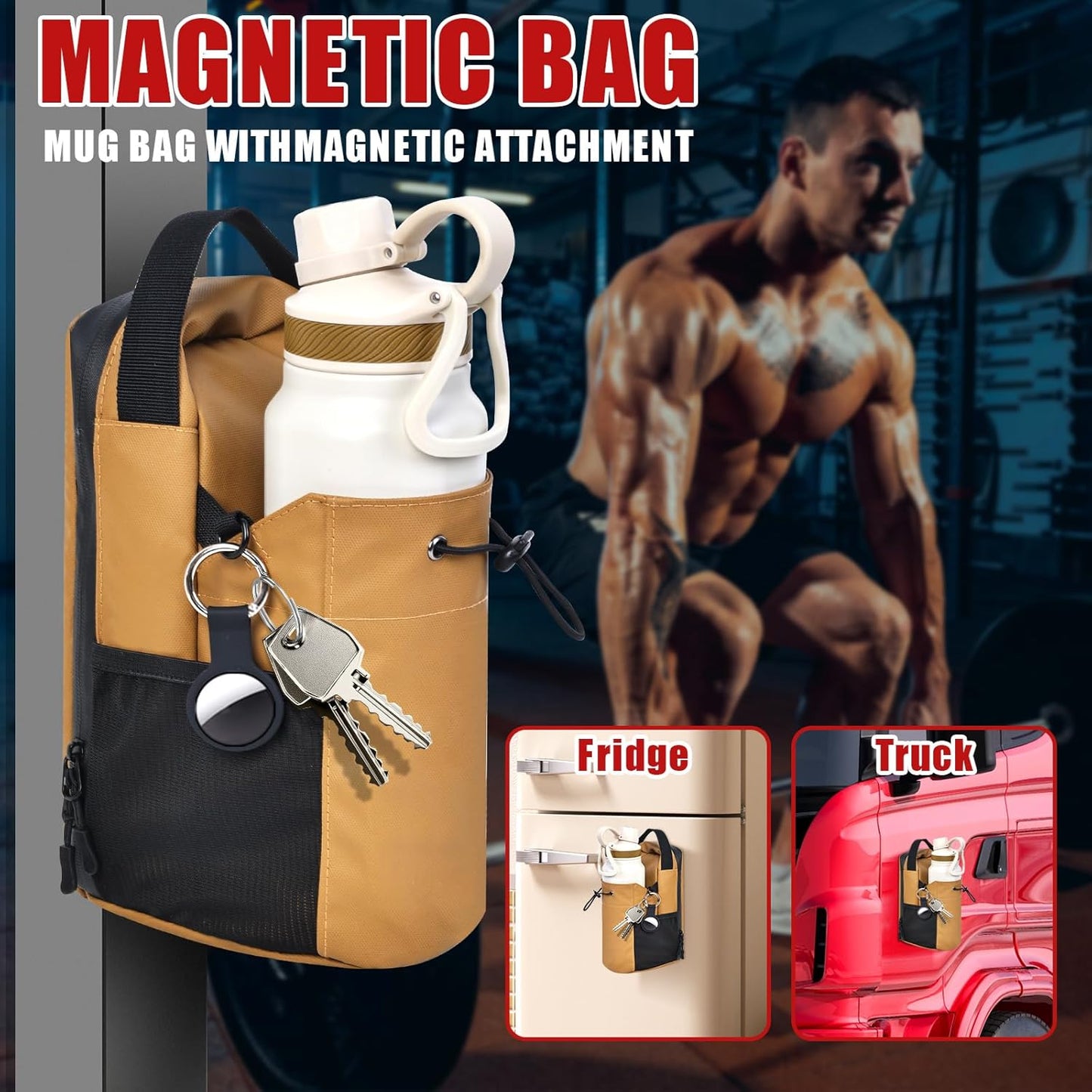 Magnetic Gym Bag for Men and Women, Large Sports Backpack with Water Bottle Holder & Phone Pocket, Fitness Travel Carry-On for Workout, Sports, Office