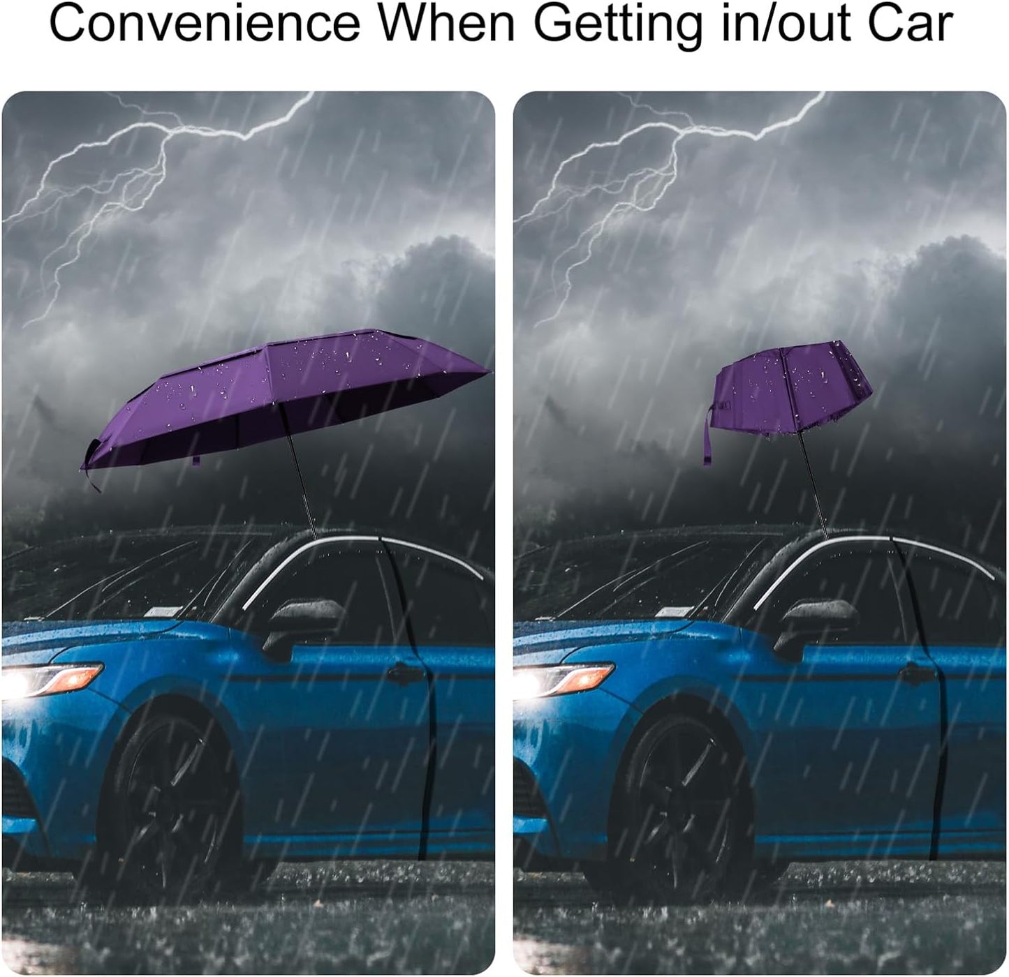 TradMall Travel Umbrella, 42/45 Inches Double Vented Canopy Windproof Automatic Strong Compact Folding Umbrellas for Rain Women and Men