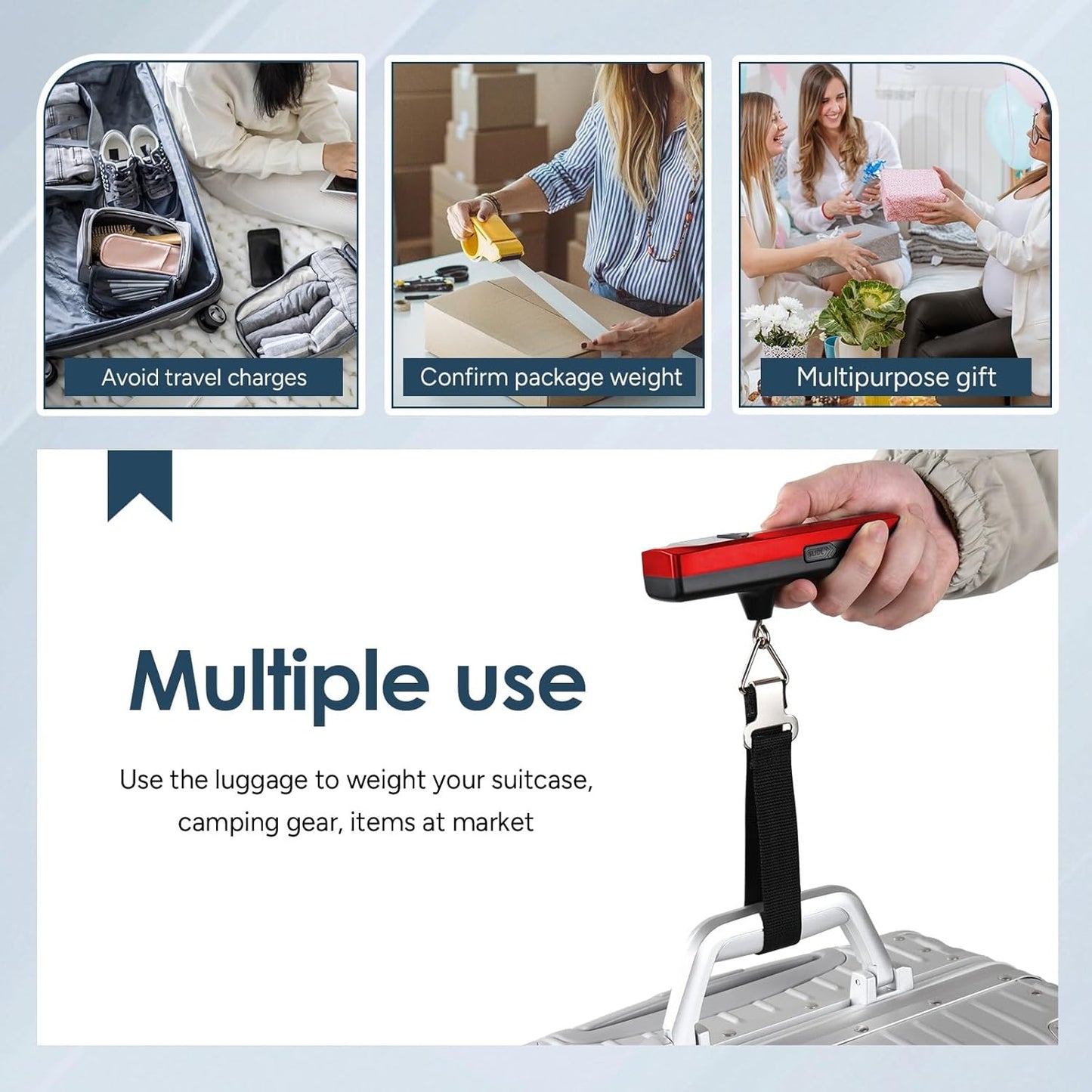 travel inspira Luggage Scale Battery-Free, Travel Essentials, Portable Handheld Digital Suitcase