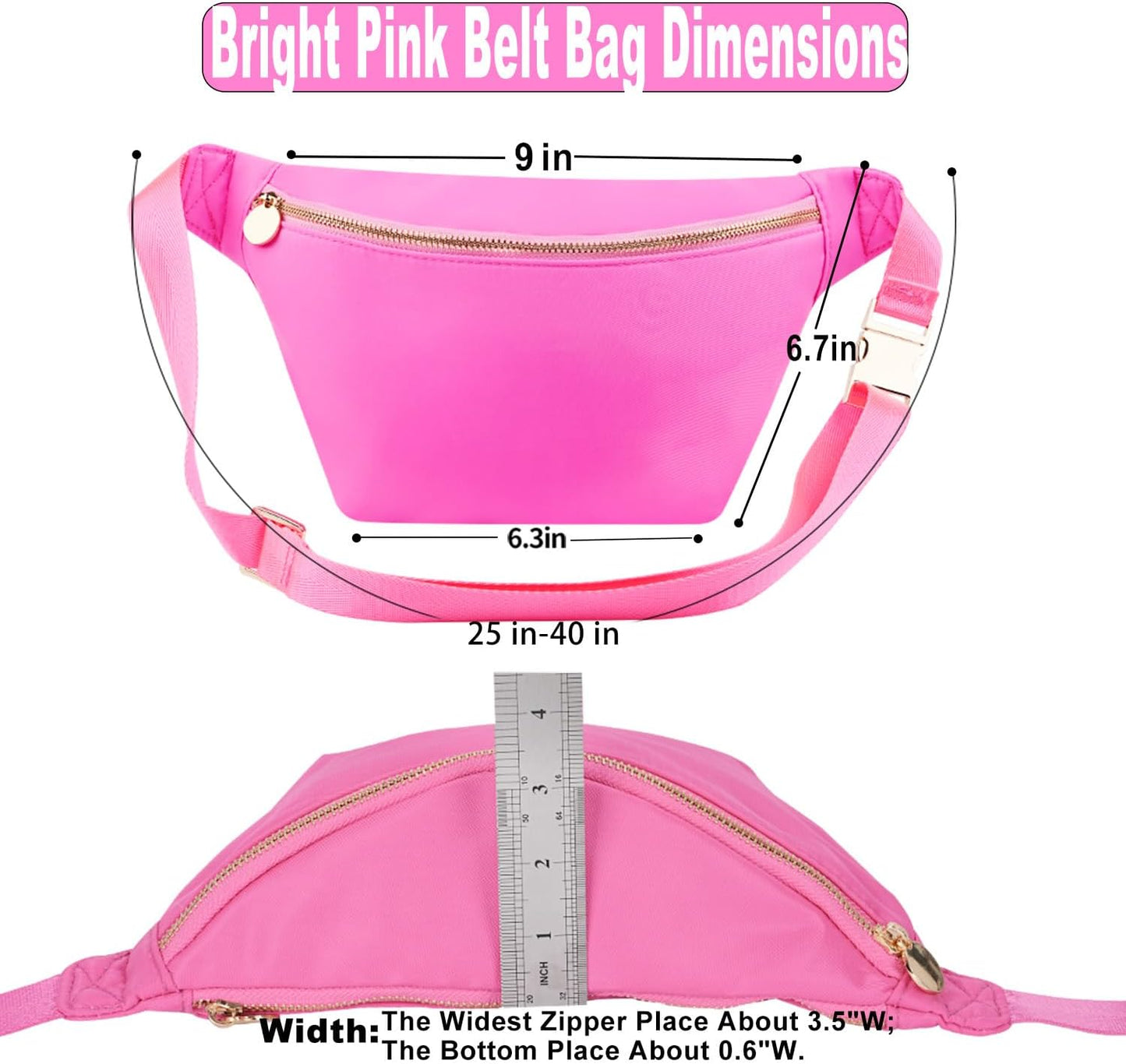 Fanny Packs for Women Belt Bag for Women Crossbody Stadium Waist Pack Sling Bag (Bright Pink)