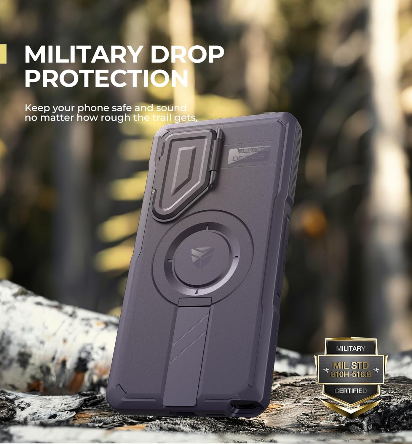 Dexnor for Samsung Galaxy S25 Ultra Case with Camera Cover & Adjustable Kickstand & Built-in Screen Protector, Magnetic Rugged Shockproof Bumper Cases Heavy-duty Protective Cover (2025),Phantom Purple