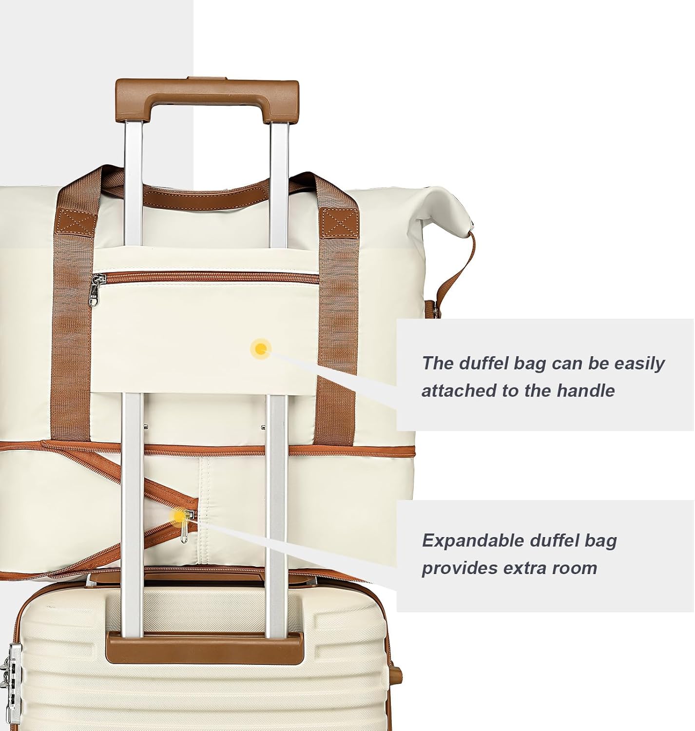 Joyway 24 Inch Checked Luggage, Expandable Suitcase with Spinner Wheel, 3 Piece Hard Shell Luggage Set with TSA Lock(White)