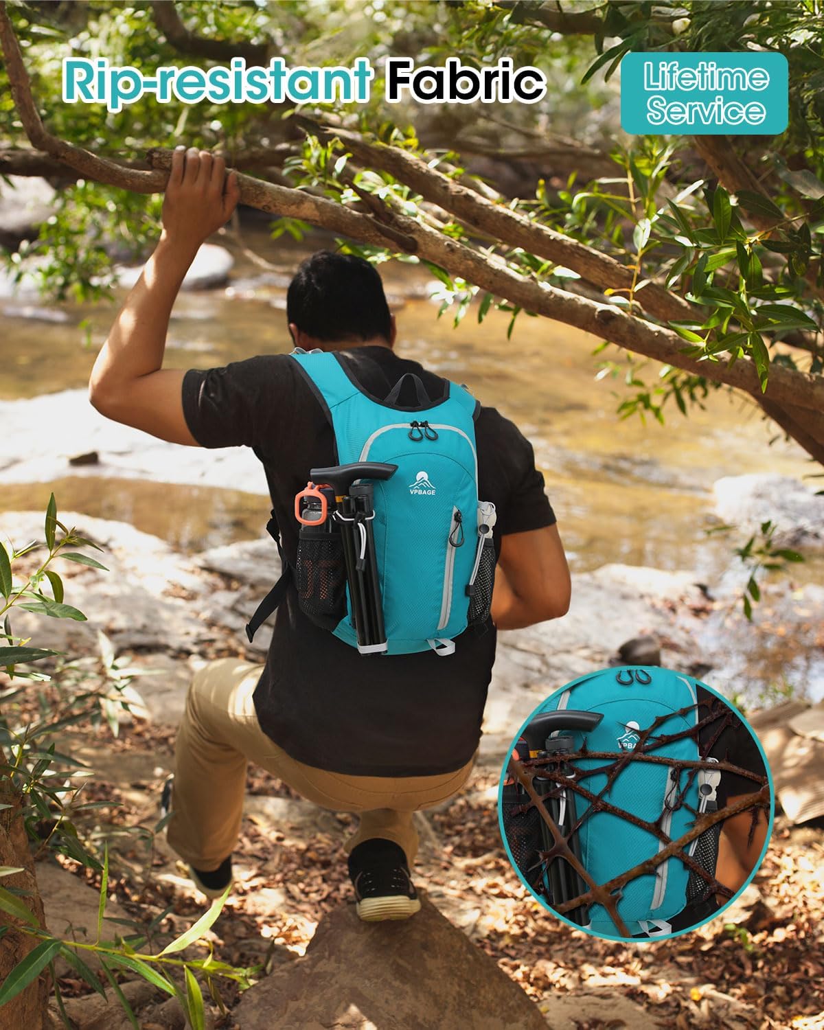 Small Hiking Backpack with Front Phone Holder, Packable Back pack with Chest and Waist Strap, Lightweight Daypack for Women Men