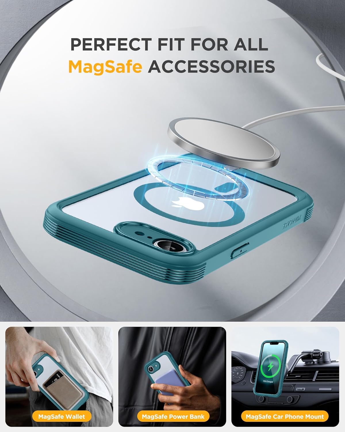 Miracase Magnetic for iPhone 16e Case Full-Body Phone with Built-in Glass Screen Protector