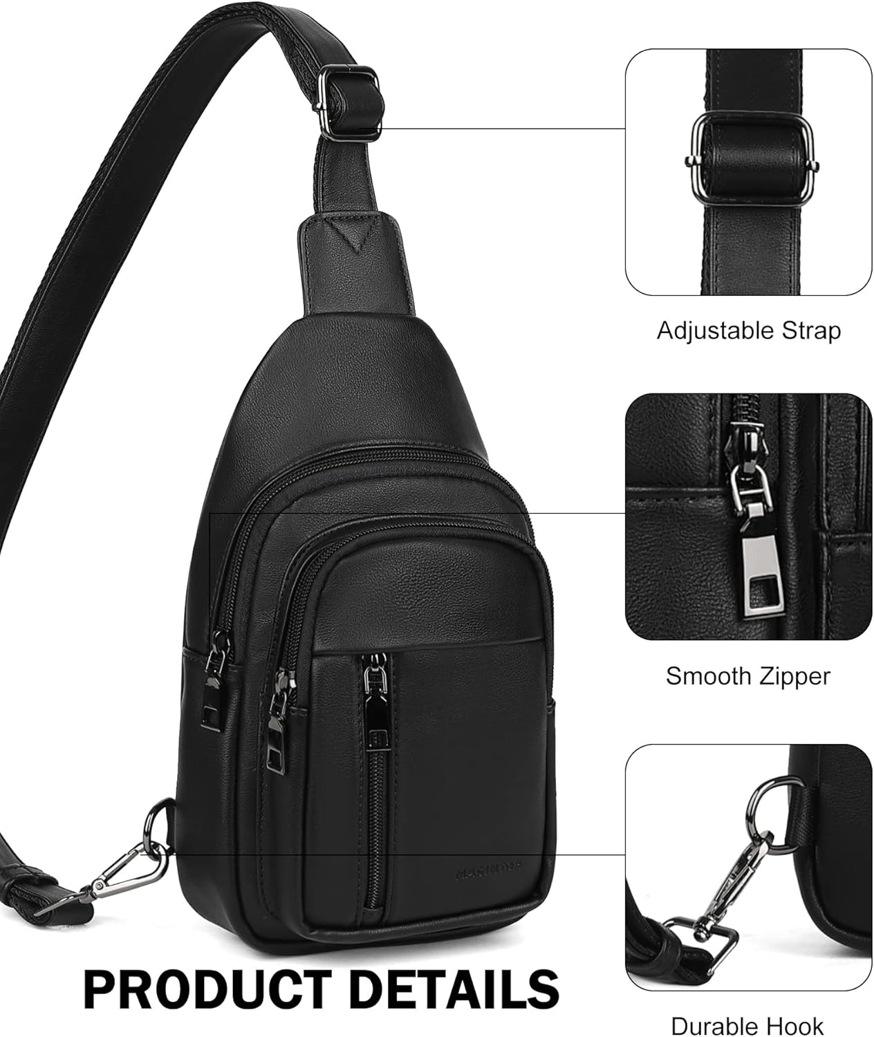 MASINTOR Sling Bag for Women - Crossbody Bags Fanny Pack with Vegan Leather - Adjustable Sling Backack for Travel