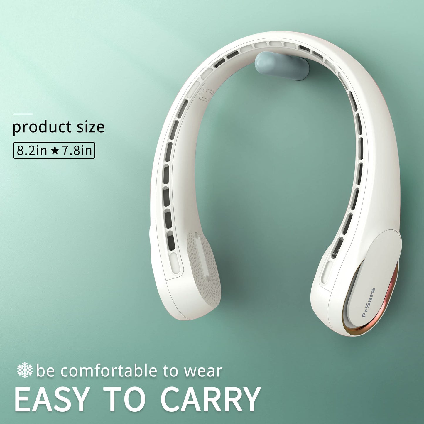 FrSara Neck Fan, Portable Personal Fan Strong Wind, 4000mAh, 360° Cooling