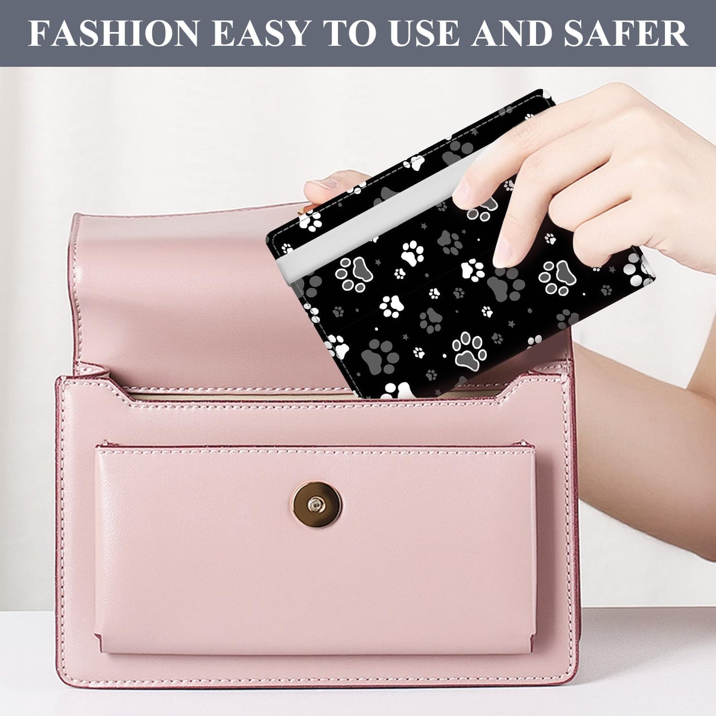Passport Holder for Travel Essentials, RFID Premium Leather Passport Wallet Cover Case for Travel Must Haves Accessories, Passport Holders for Women Men Cute Dog Paws