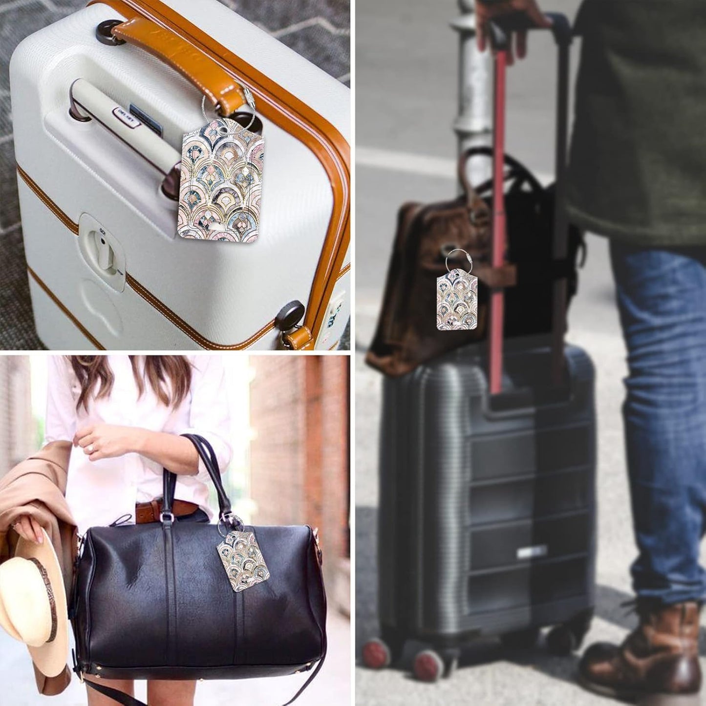 Fintie Luggage Tags, Privacy Cover ID Label with Stainless Steel Loop and Address Card for Travel