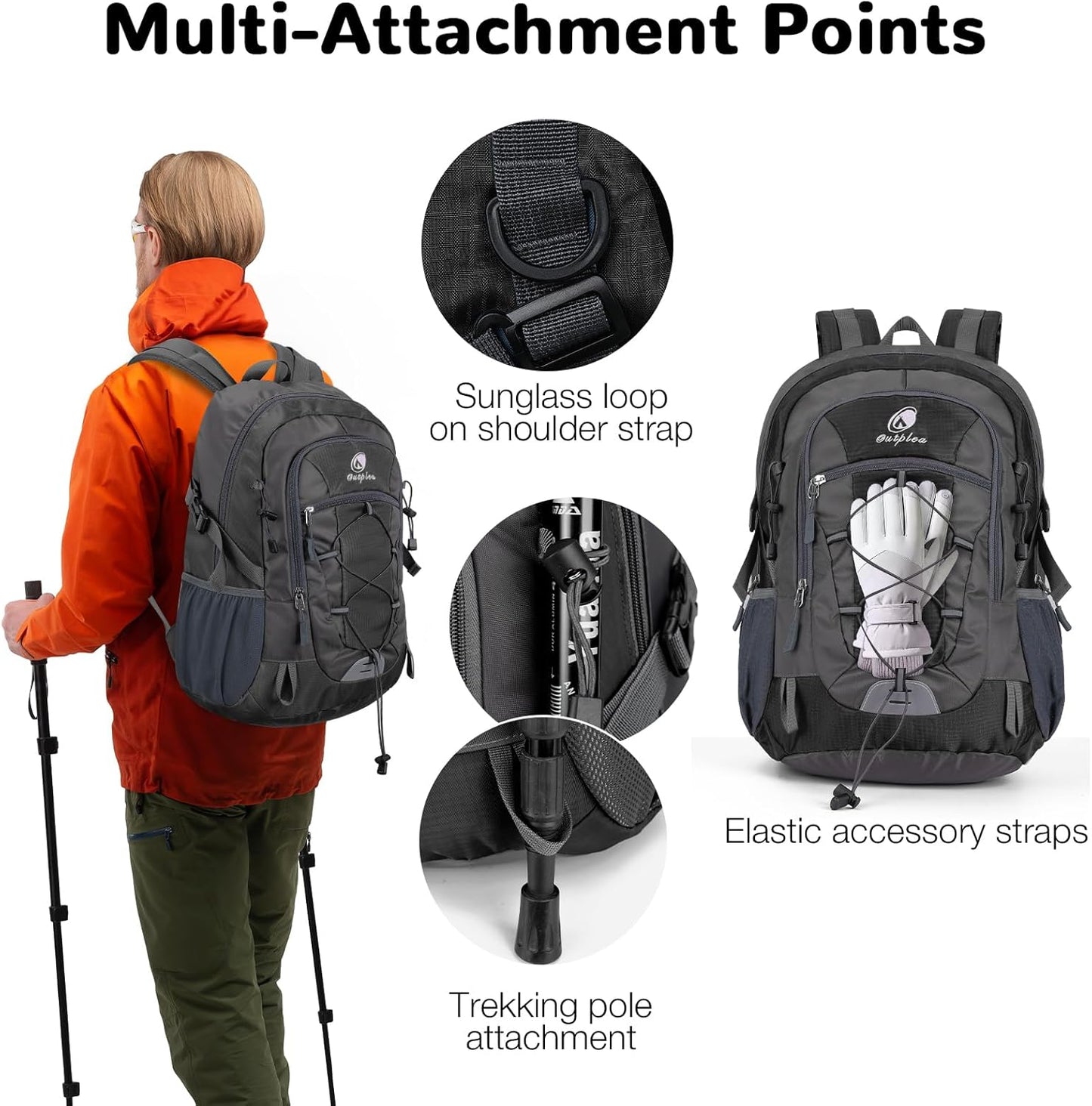 25L Small Hiking Backpack Daypack for Men, Waterproof Outdoor Backpack with Chest Strap for
