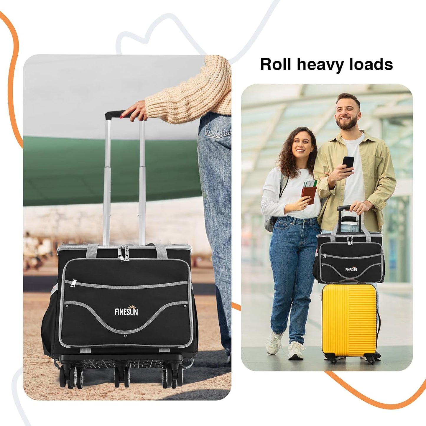 Rolling Tote Bag for Women Teacher Bag Rolling Cart Briefcase with Wheels Carry on Wheeled Bag for Work,Office,Craft Black