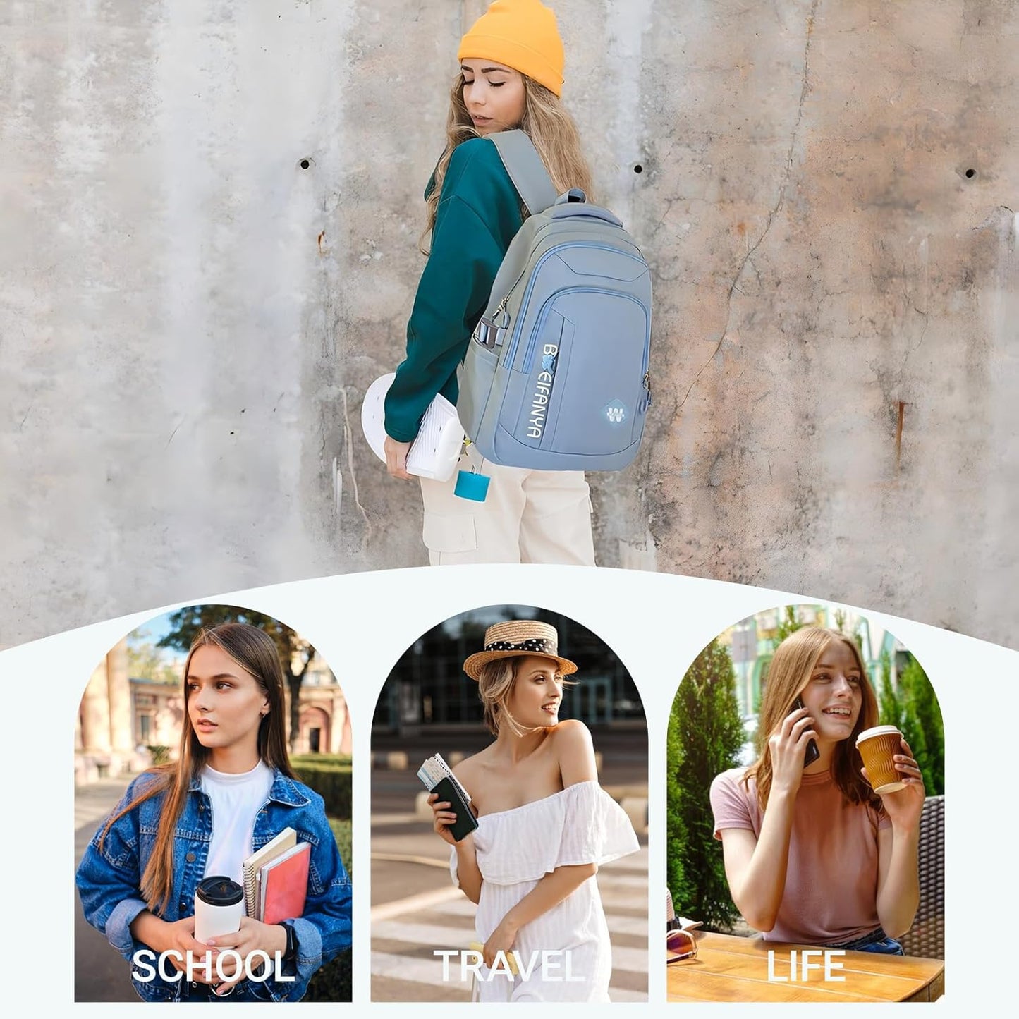 Kids Backpacks for School Teens Girls Cute Backpack for School Bookbag Women Travel Student Large Book Bag Boys, Blue