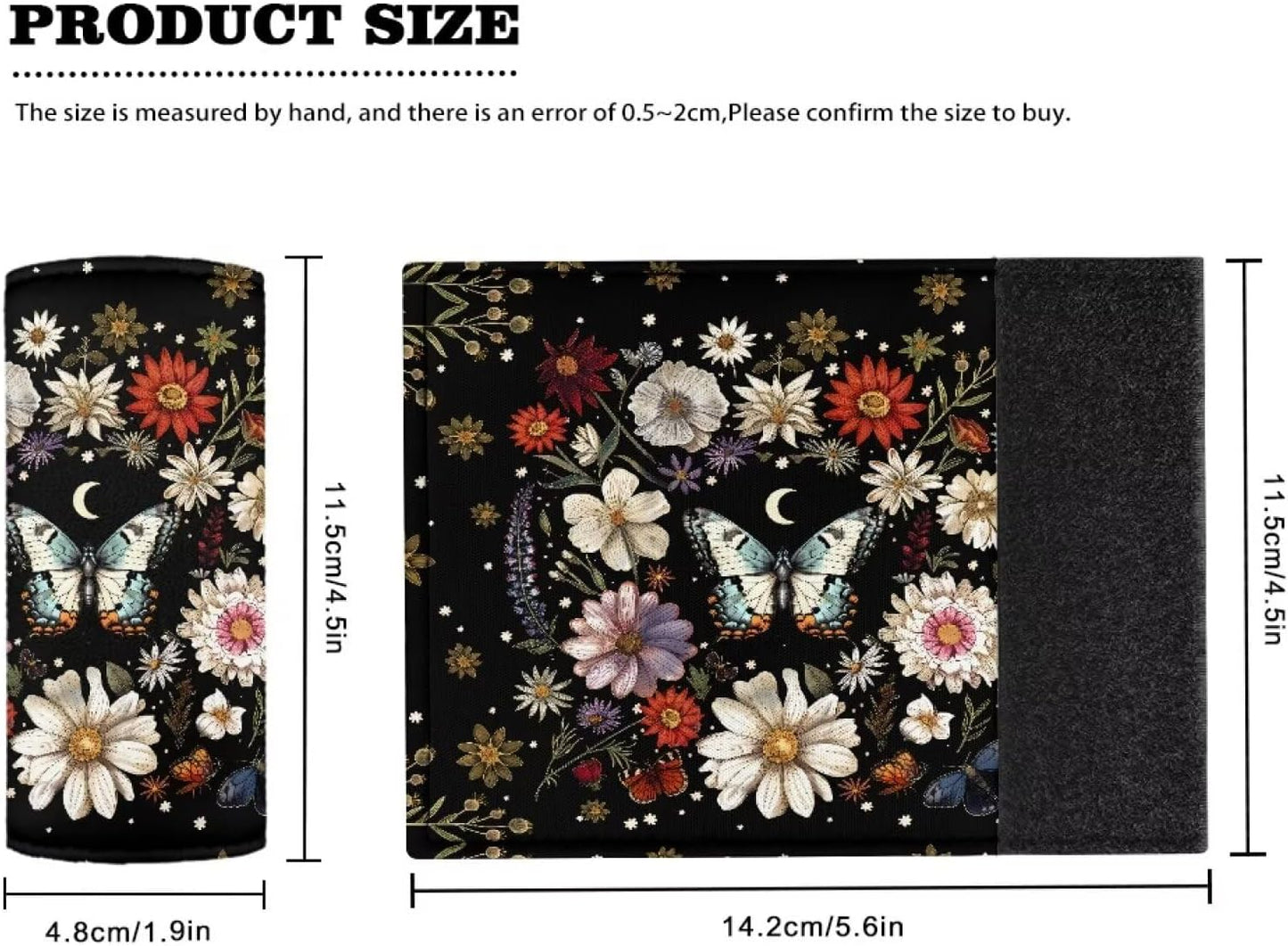 Butterfly Luggage Handle Wraps for Suitcase Flower Luggage Identifier Marker Grips Protector Suitcase Protective Handle Cover Grip Gloves Set of 2