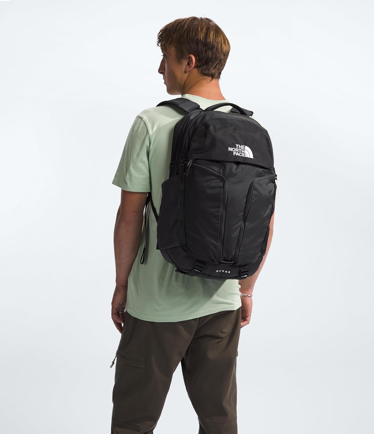 The North Face Surge Commuter Laptop Backpack | Daypack with Water Repellent Finish, 16" Laptop Sleeve, Reflective Details, TNF Black/TNF Black-NPF, One Size