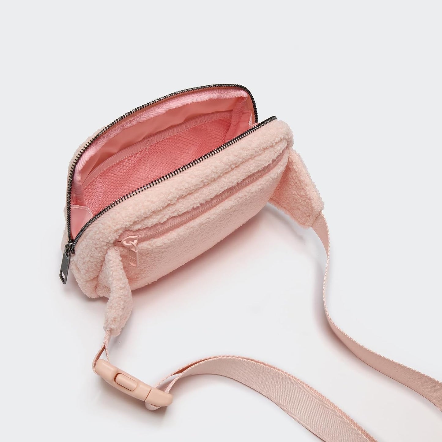 Pander Large 2L Fanny pack Everywhere Fleece Belt Bag for Women and Men with Adjustable strap Belt. (Cream Pink)