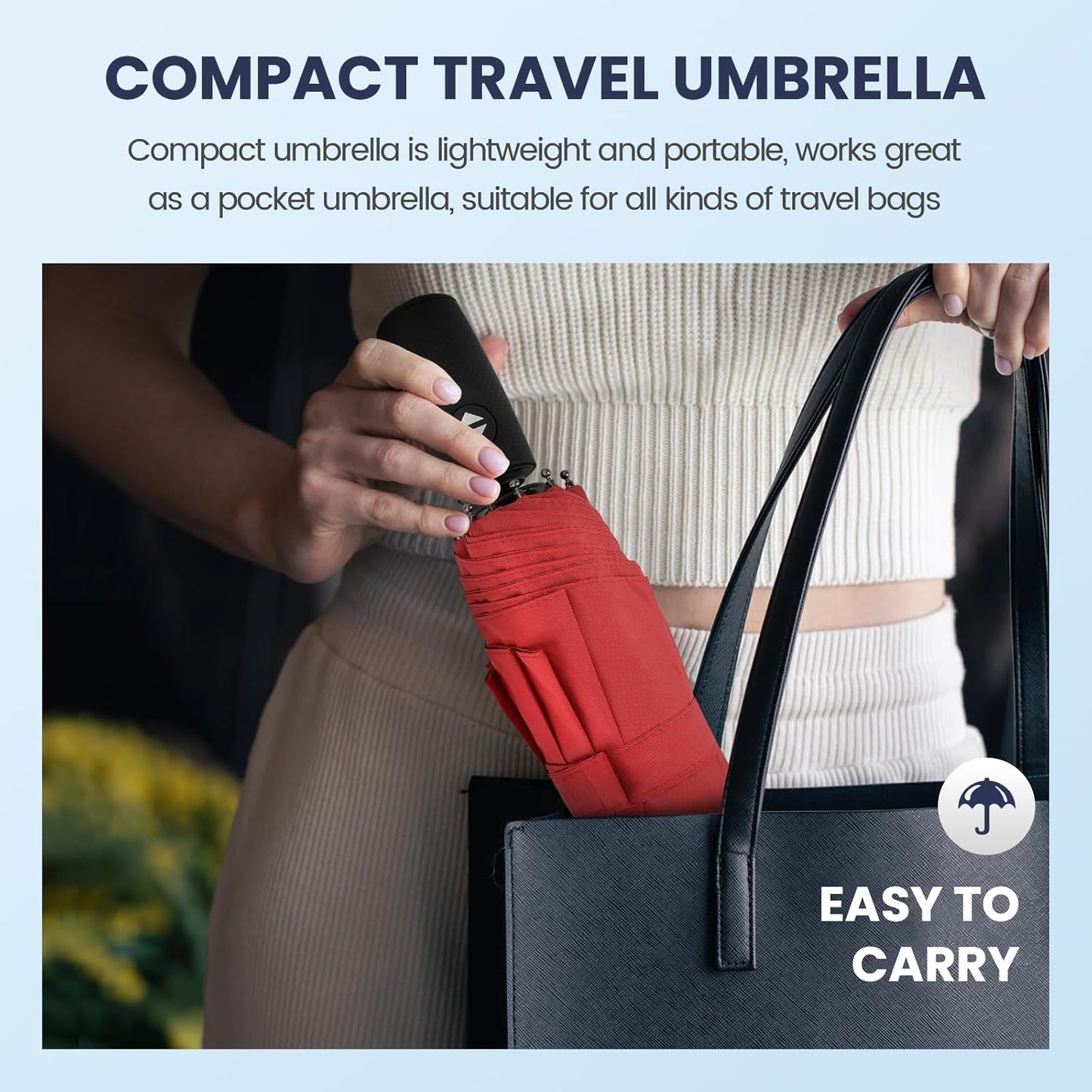 ZOMAKE Travel Umbrella Windproof 45 Inch, Small Umbrella Compact Portable Collapsible for Rain, Automatic Folding Lightweight Packable Paraguas for Women Men