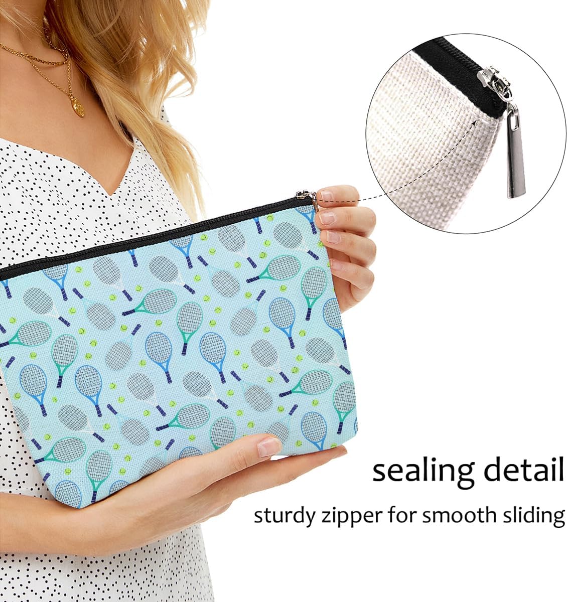 Tennis Gifts, Inspirational Tennis Makeup Bag, Tennis Accessories Tennis Gift Cosmetic Bag Toiletry Bag, Tennis Player Graduation Birthday Gifts for Women Girls Tennis Lovers Sister Girlfriend
