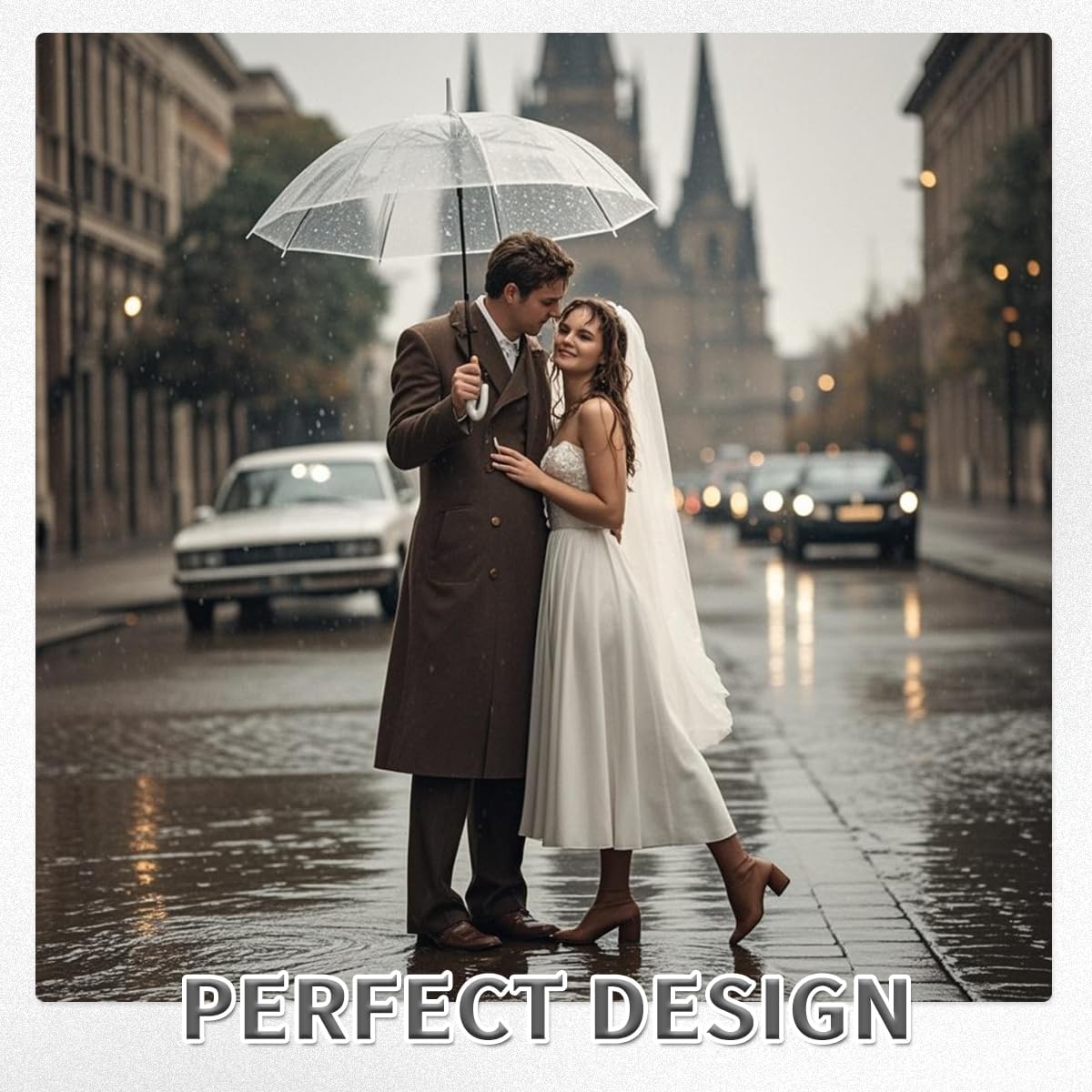 8 Pcs Clear Umbrella Wedding,Windproof Clear Umbrellas for Rain,Large Clears Umbrella for Two People,Transparent Umbrellas Bulk with J Shaped Handle for Wedding Supplies,Outdoor Activities