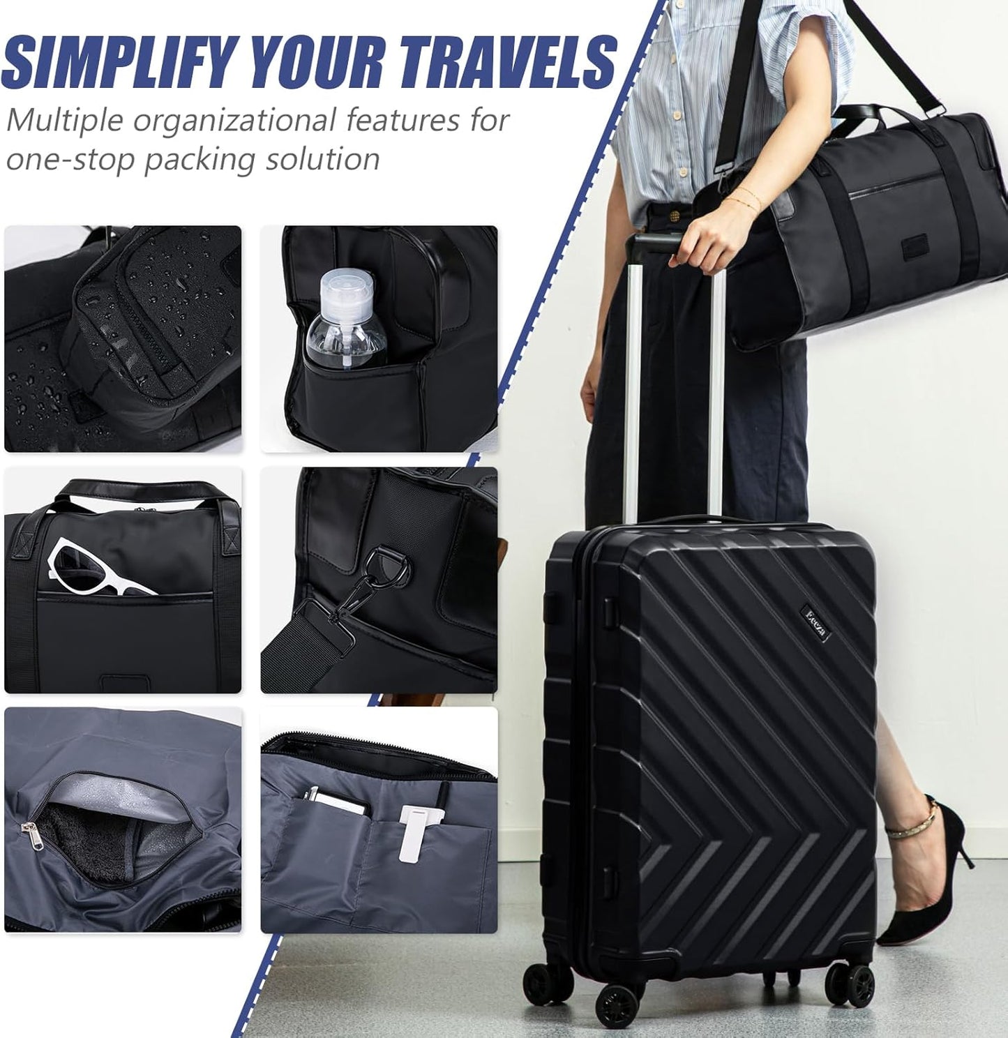 Luggage Sets 5 Piece, Suitcases with Wheels, ABS Hard Case Luggage with TSA Lock Spinner Wheels