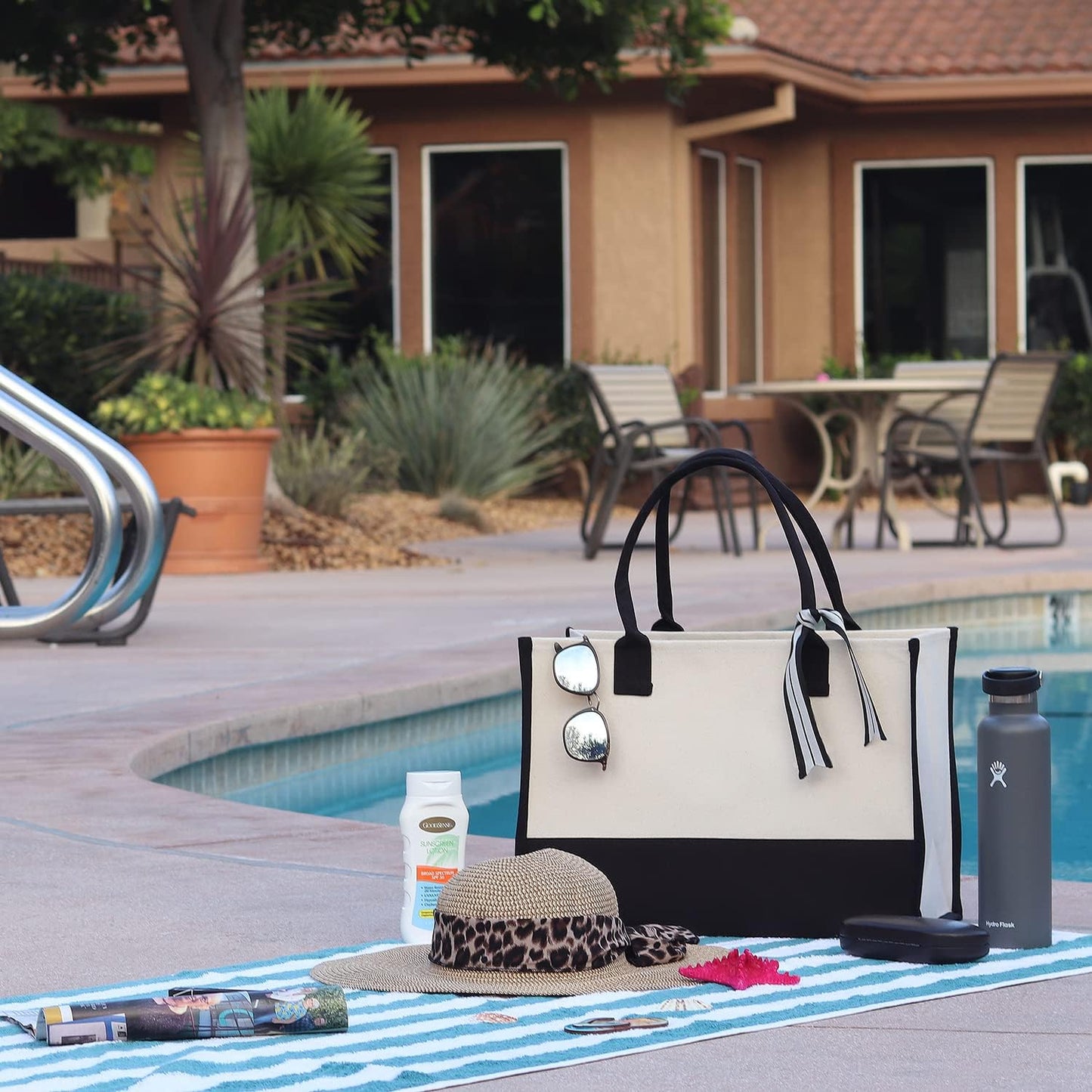 VANESSA ROSELLA Beach Tote Bag Large - Chic Tote Bag for Pool Gym Travel Cruise Picnic Road Trip