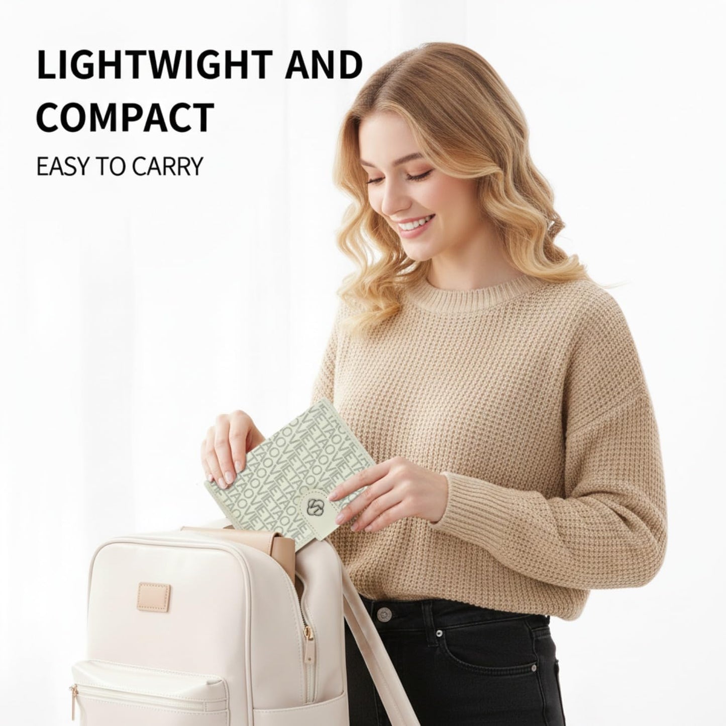RFID Blocking Leather Passport Holder for Travel, Airtag Passport Wallet for Men and Women, Cards, Passport, Tickets, Cash, Photo and Sim Card Pen Slot (White)
