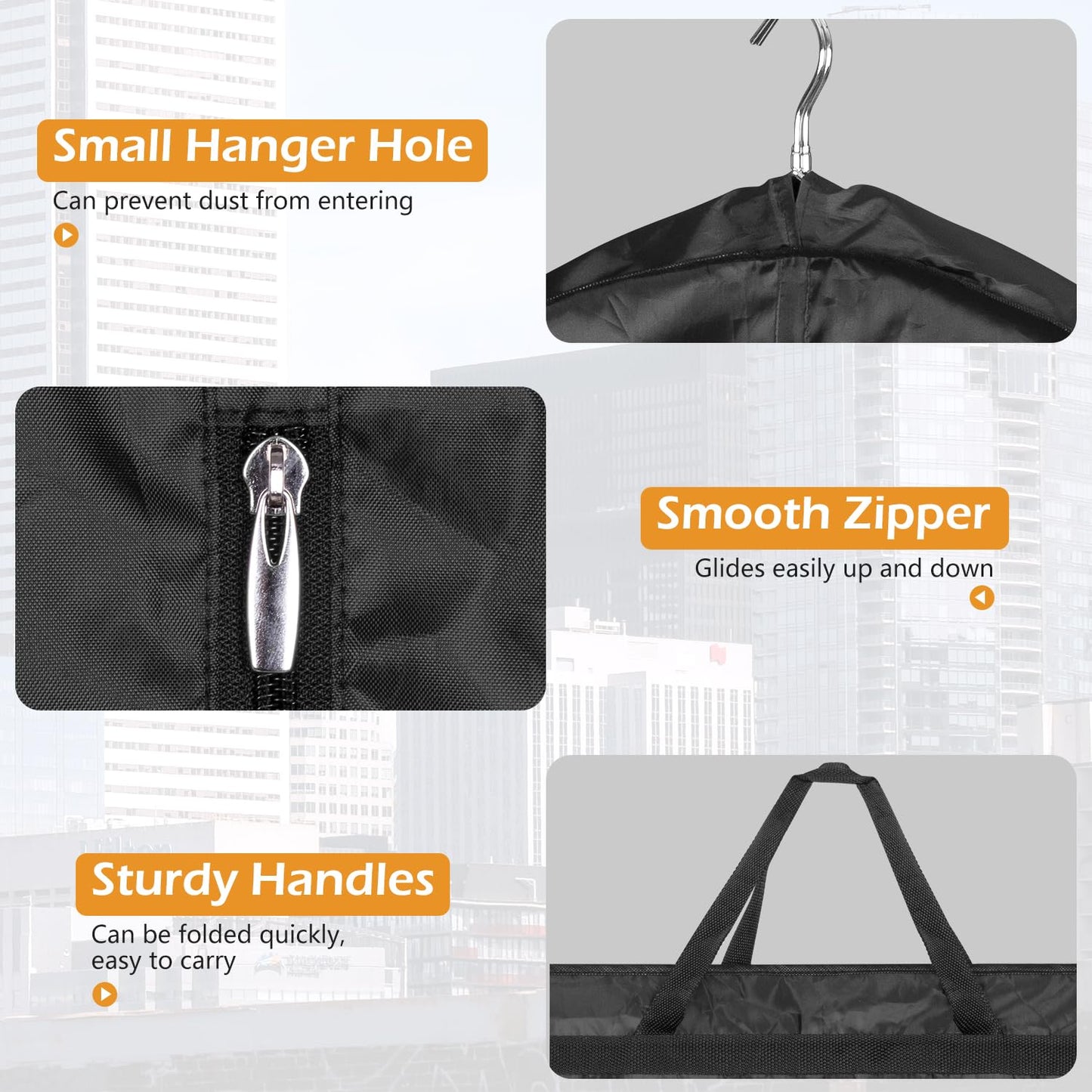 MISSLO 65" Long Garment Bags for Travel Dress Bags for Hanging Clothes 2 Packs Wedding Dress Cover