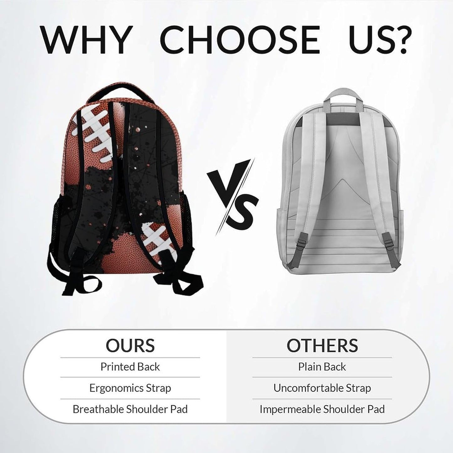 COZYAURA Boys Backpack - Personalized Football Backpacks for Kids - Custom Initial Monogram Bookbag - 17 Inch Sports Theme School Bag for Primary, Middle School