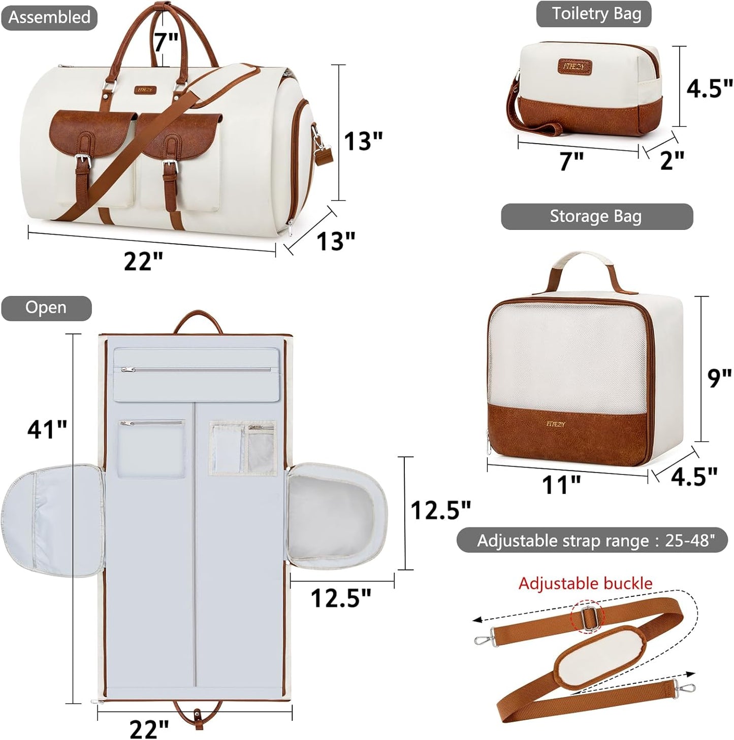 Garment Duffle Bag for Travel - Convertible Carry on Garment Duffel Travel Bag for Women Men Large