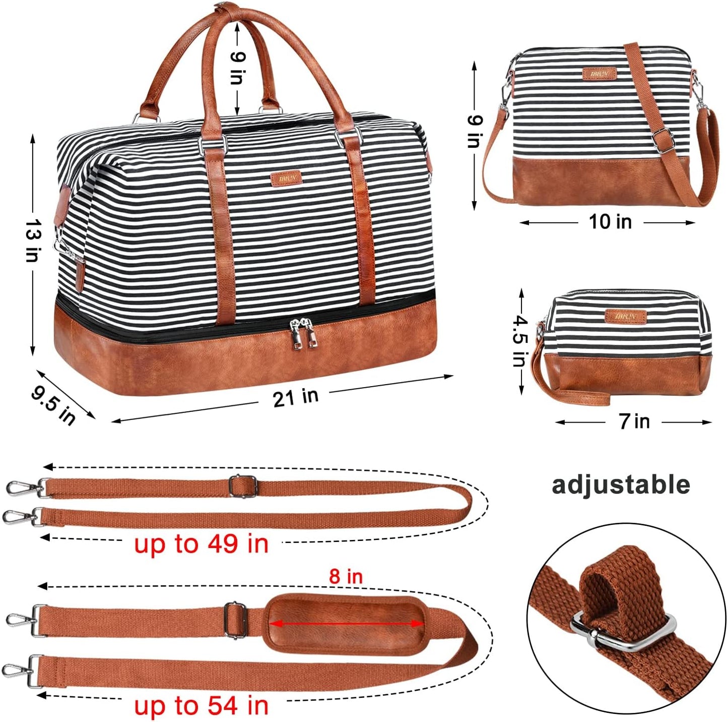 IBFUN Weekender Bags for Women, 21" Weekender Travel Bag, Travel Duffle Bag with Shoe Compartment Carry on Overnight Duffel Bag for Weekend Travel Business Trip, 3PCS