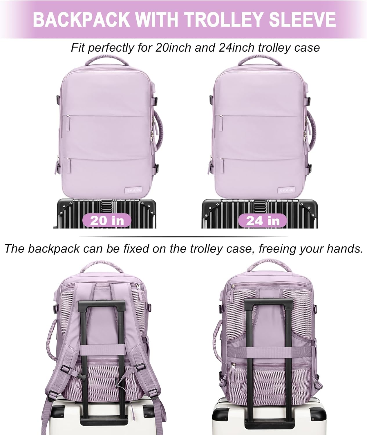 Carry-On Backpack, 42L Airline Approved Gym Backpack for Men & Women, Waterproof, Business & Laptop Daypack, Casual Hiking Pack