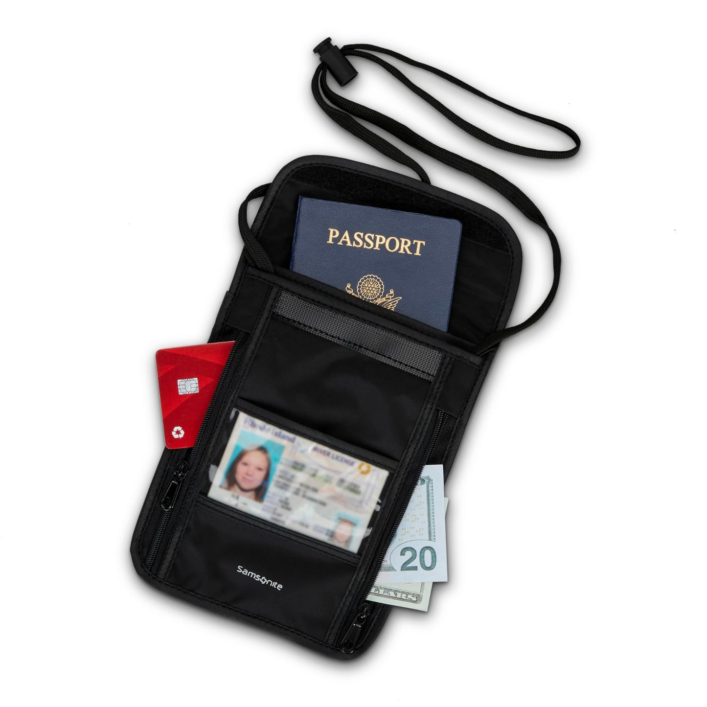 Samsonite RFID Neck Pouch - Lightweight and Durable Nylon RFID Protection Technology - Blocks RFID