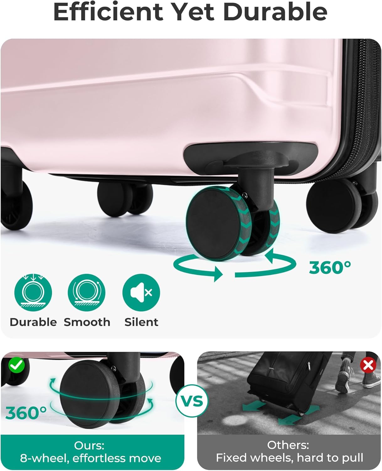 BAGSMART Carry On Luggage 22x14x9 Airline Approved with Spinner Wheels,Lightweight 20 Inch Luggage with TSA Lock,Expandable Hard Shell Carry On Suitcases for Men Women,Pink