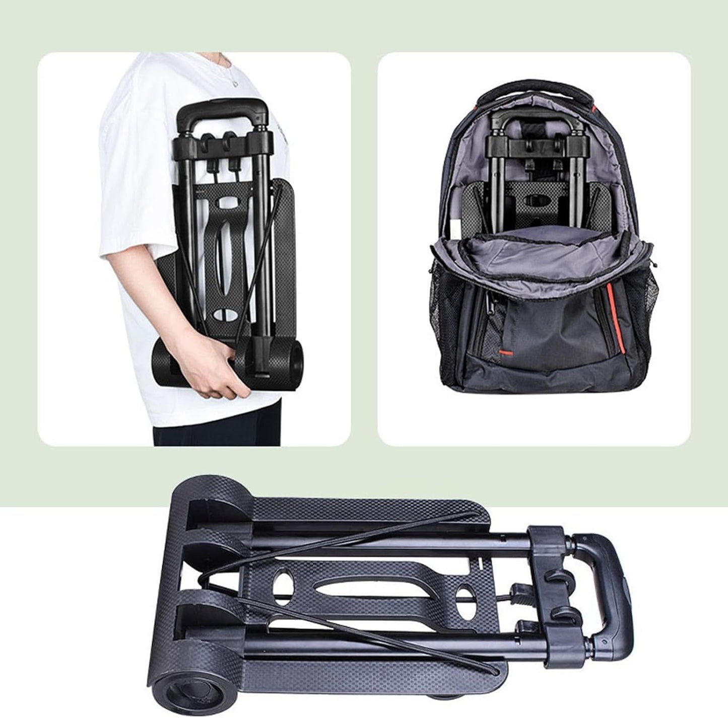 Small Folding Luggage Cart 110lbs Load Folding Hand Truck with Wheels Folding Dolly for Carrying Travel Shopping Airport