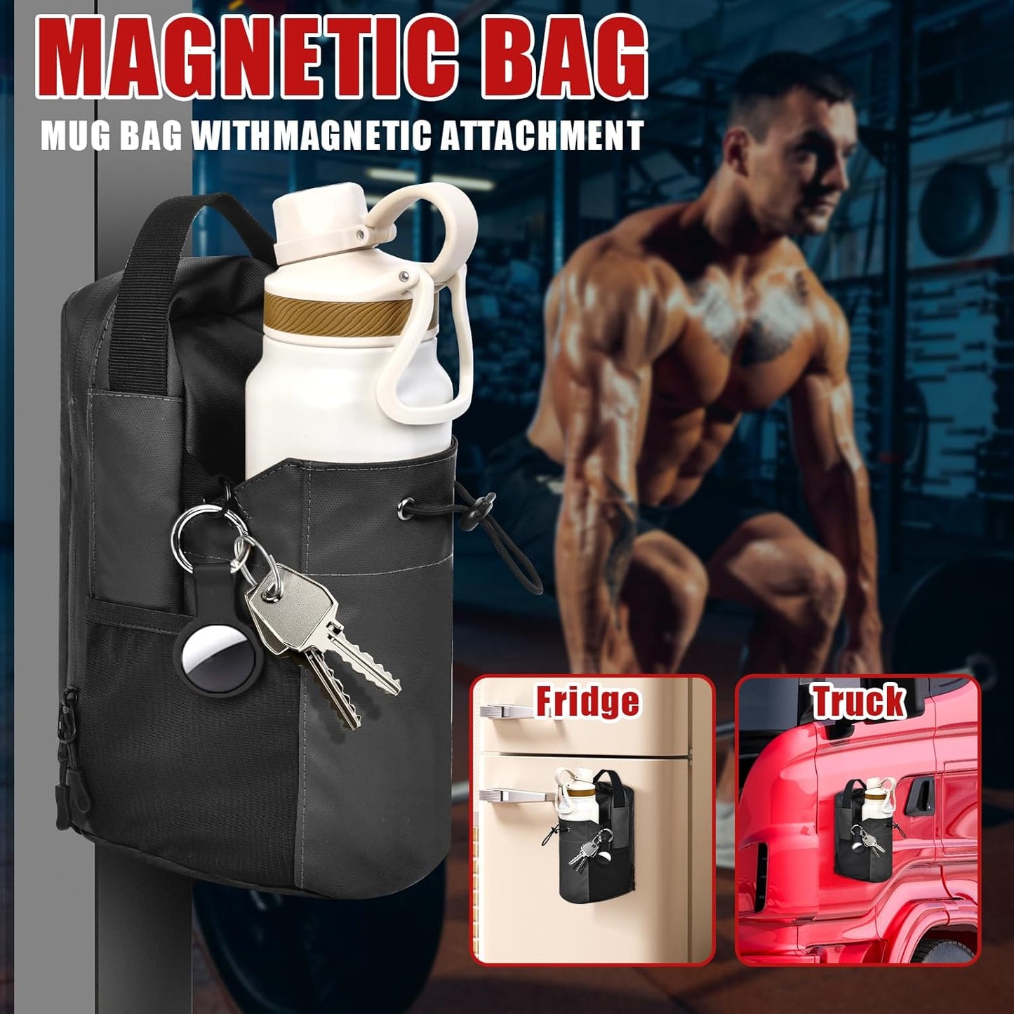 Magnetic Gym Bag for Men and Women, Large Sports Backpack with Water Bottle Holder & Phone Pocket, Fitness Travel Carry-On for Workout, Sports, Office