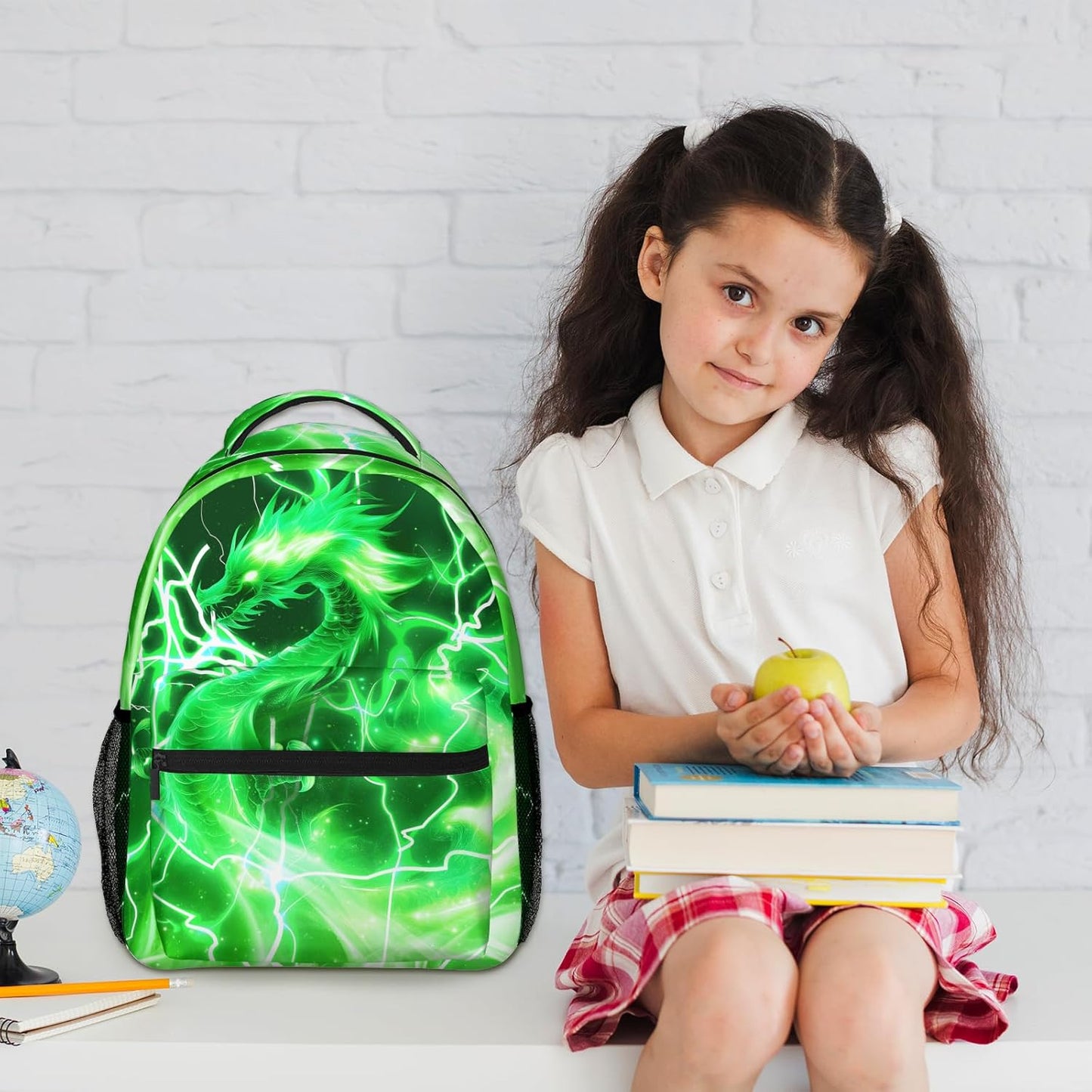 Green Dragon Kids Backpack For Boys Girls Elementary Schoolbag Kindergarten Bookbags Preschool School Bag Toddler Book Bags Travel Bag Hiking Camping Rucksack Daypack Students Back To School Gifts