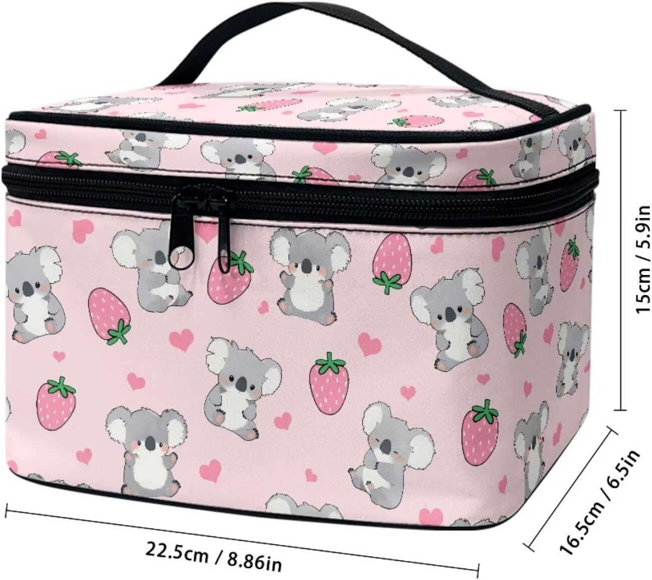 JoyLamoria Strawberry Koala Toiletry Bag Makeup Bag Pouch Cosmetic Bag Toiletry Bag Desk Cosmetics Pouch Storage with Strap