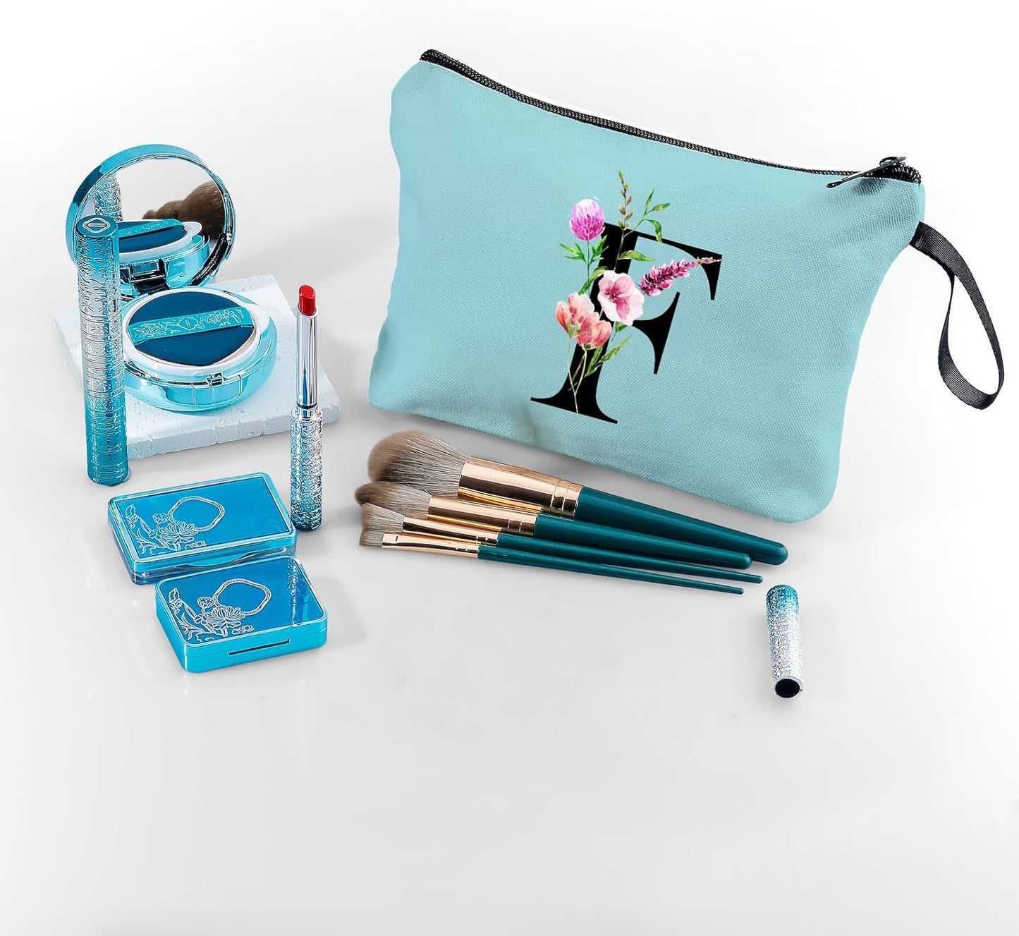 Birthday Thank You Appreciation Monogrammed Gifts for Mom Aunt Teacher Sister Friend Coworkers Bride Bridesmaid Makeup Cosmetic Bag with Mirror Mothers Day Christmas Graduation F